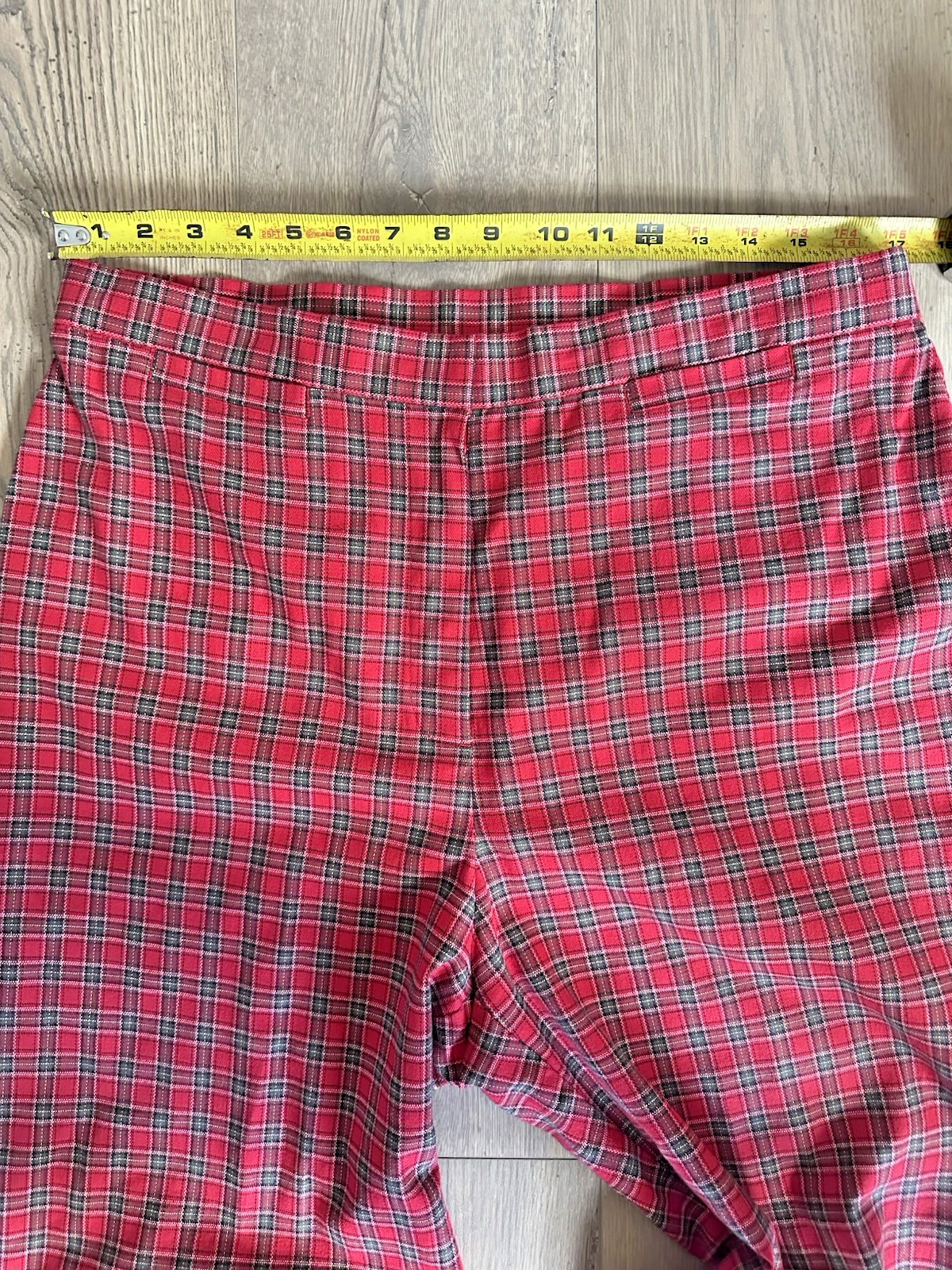 Vintage 90s Susan Bristol Sz 16 Red Plaid Cotton Classic Preppy Tartan Pants