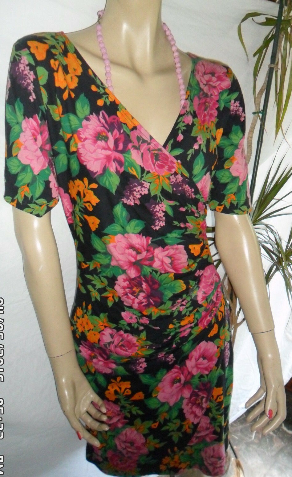 E. HUNGARIAN ORIGINAL VINTAGE 80s 100% Cotton Dress/Dress Size L Flower Fancy