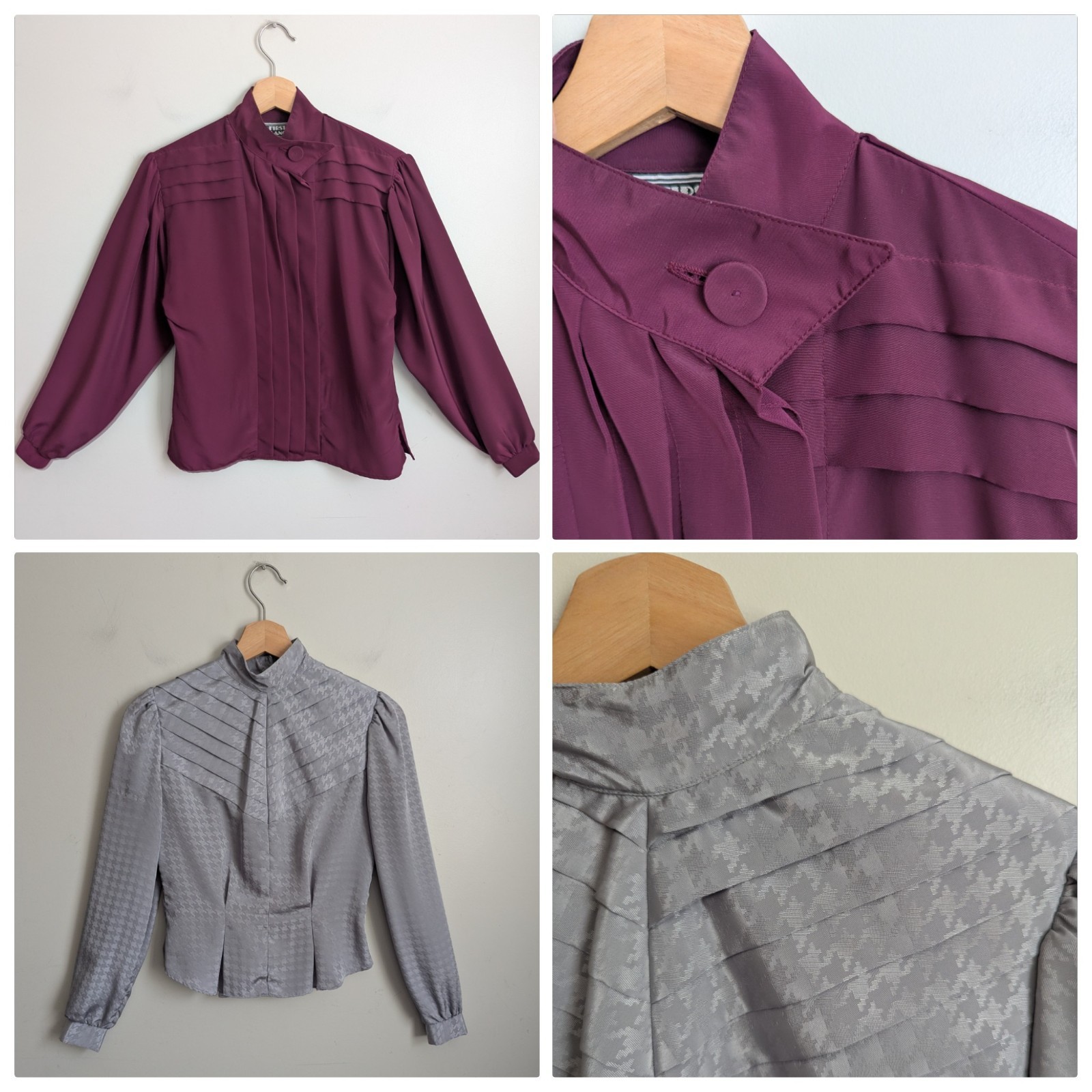 Vintage 80s Does 40s Glam Blouse Lot 2 Silky Retro New Wave Secretary Coquette