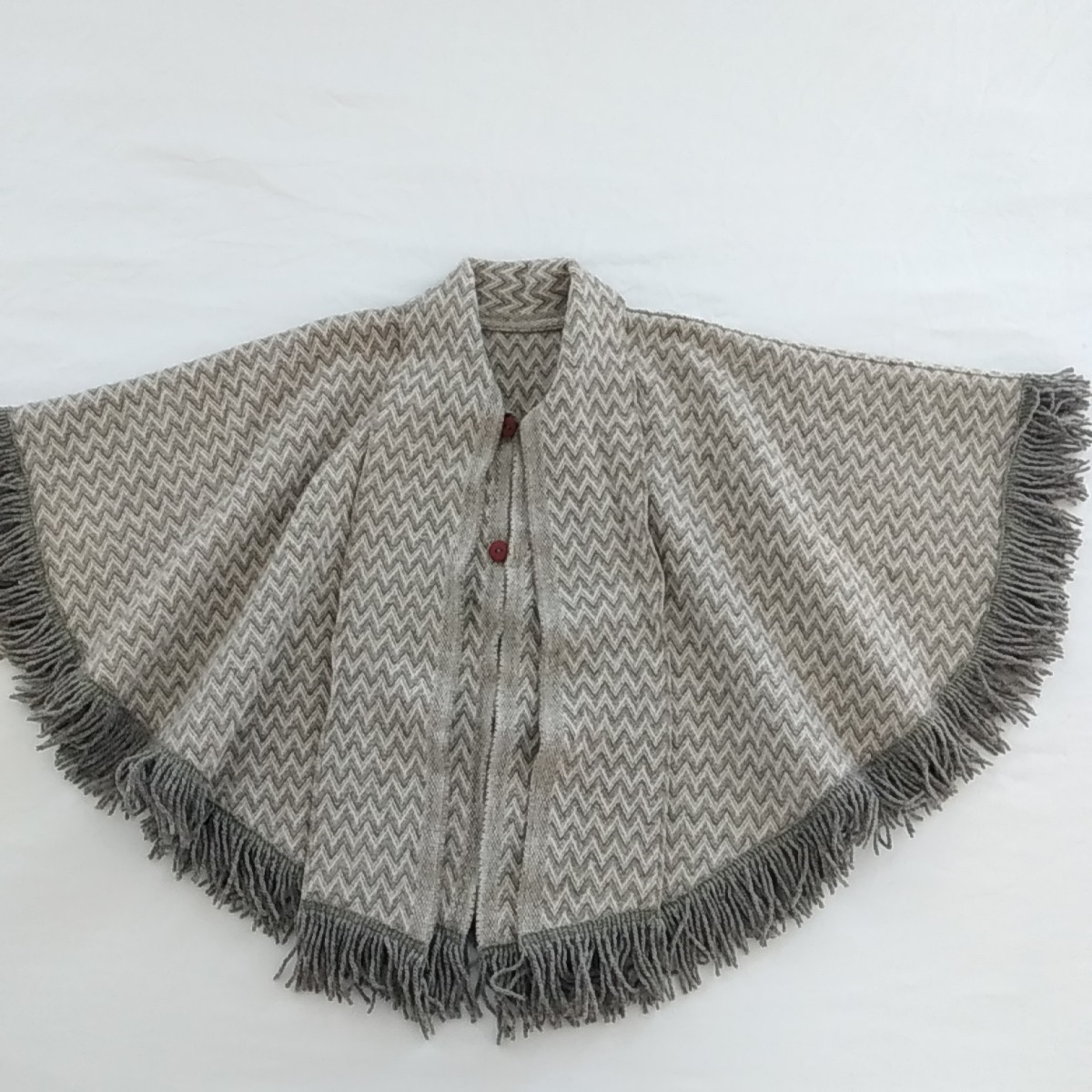 Women’s Collared Cape Poncho Shawl With Scarf Herringbone Chevrons One Size