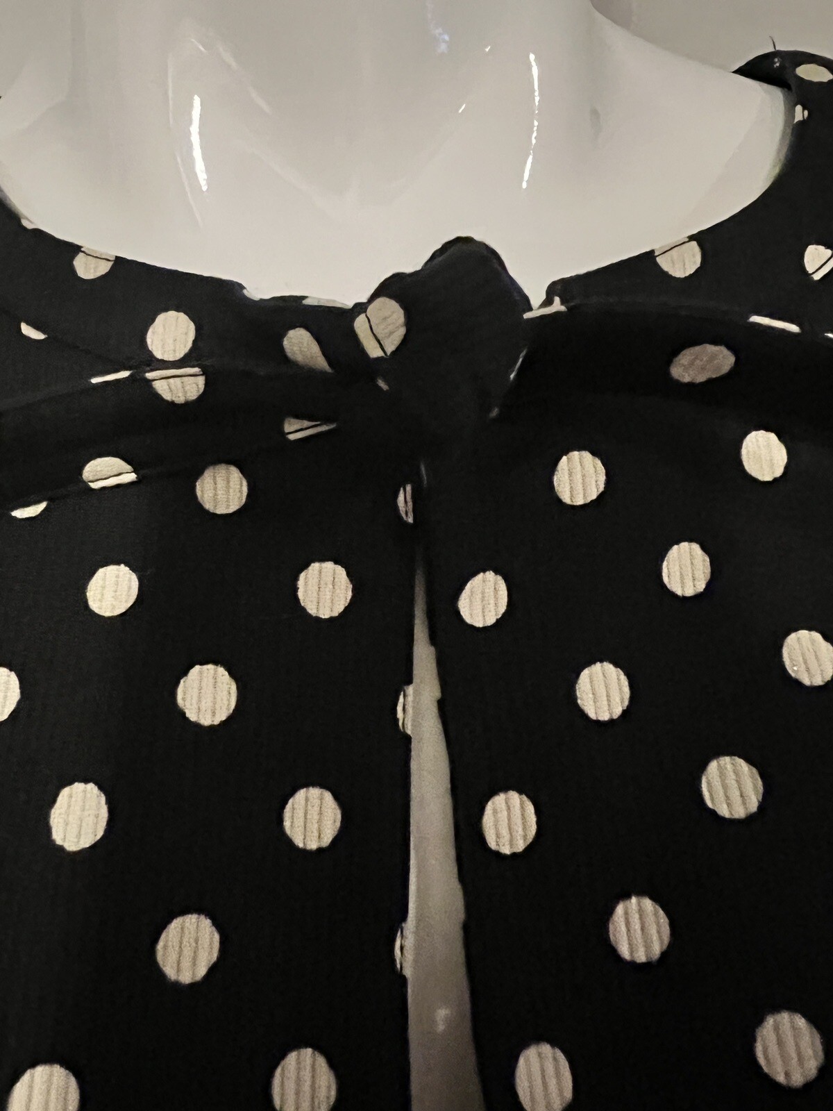 Valentino Miss V Sleeveless Black Off-white Polka Dot Sleeveless Vintage Top 44