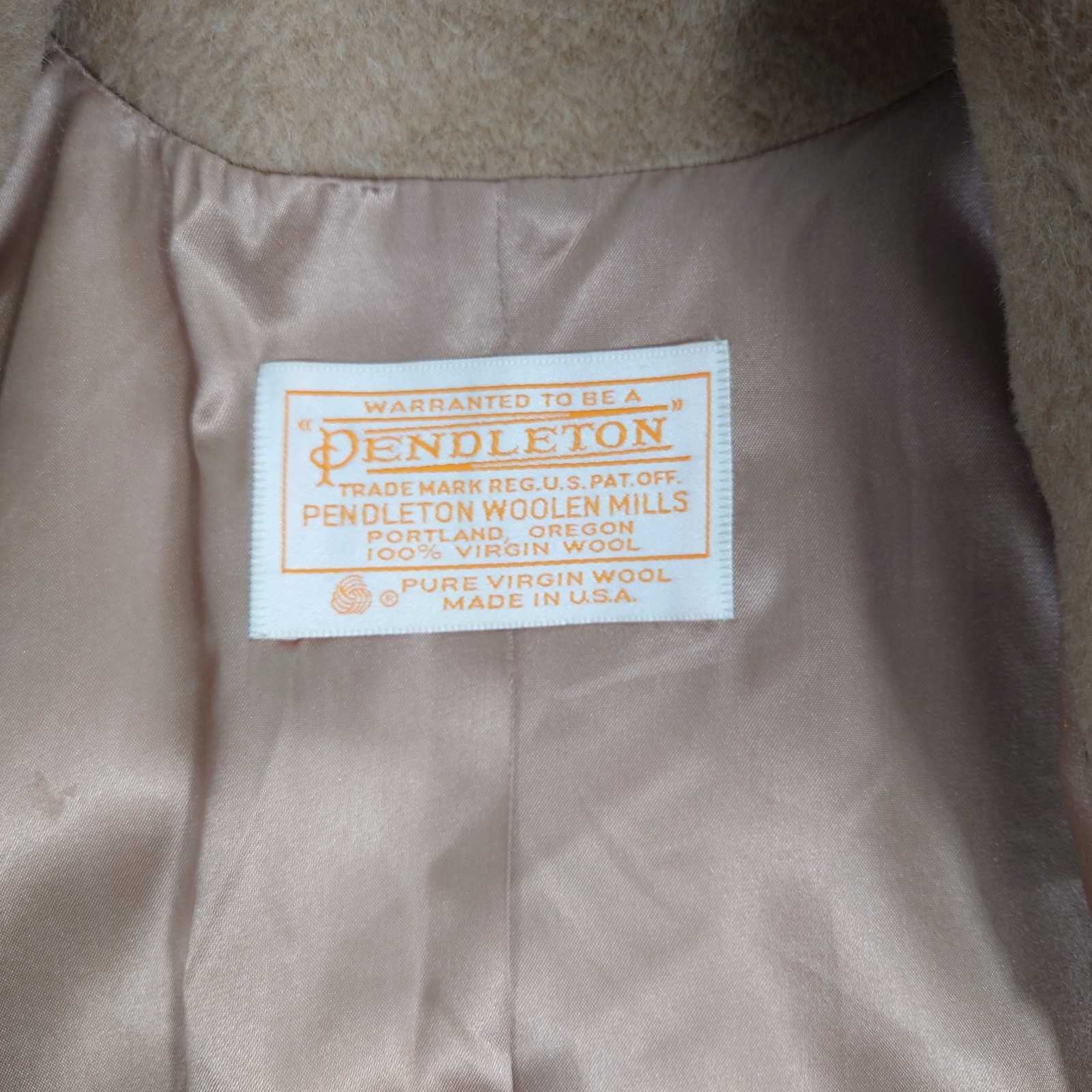 Vintage Pendleton Peacoat Cape 100% Virgin Wool Camel Cream 1960s Made In USA