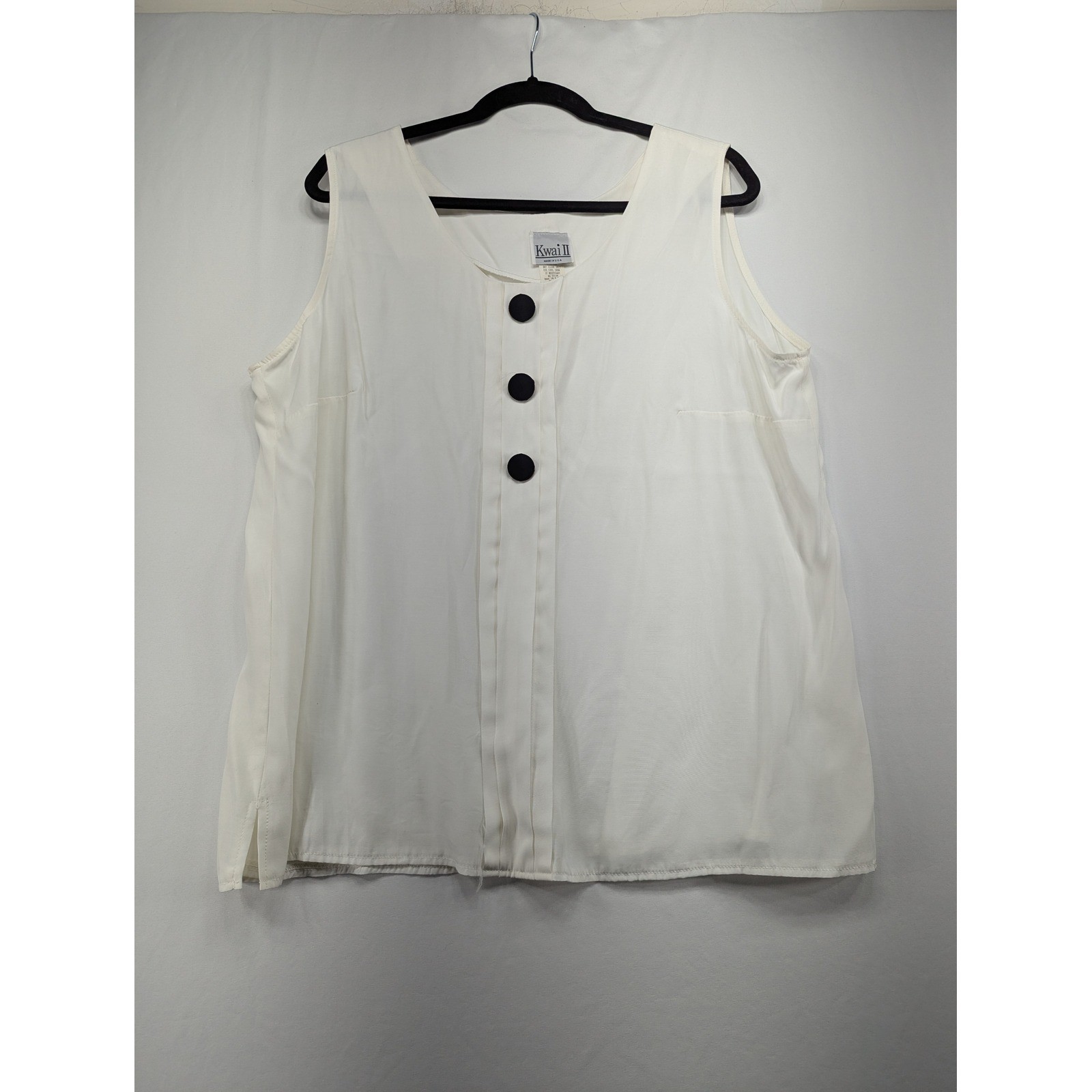 Kwai II Vintage Black Blazer White Blouse Set Plus Size 18W Striped Cuffs USA