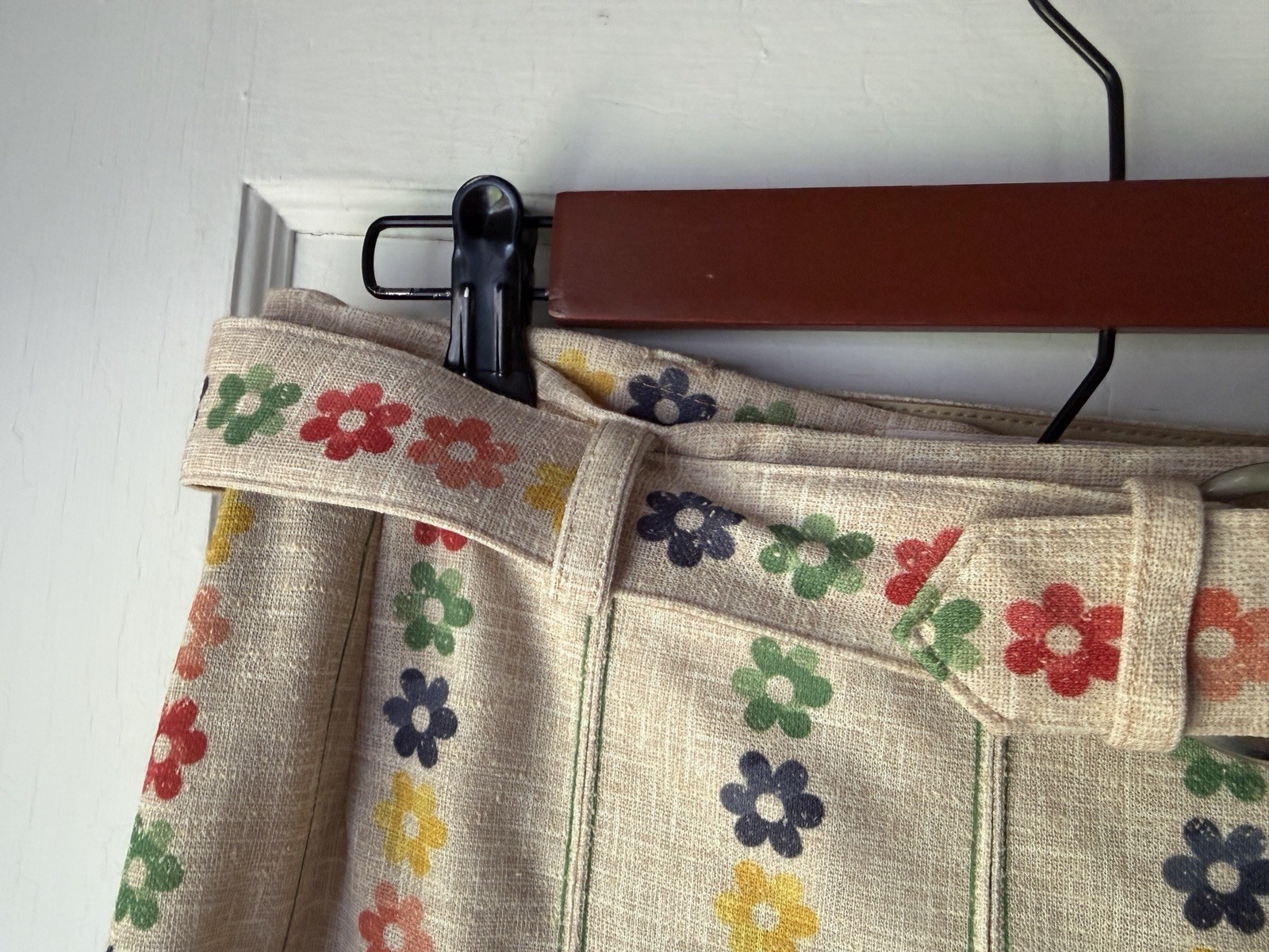 Vtg 70s Glen Of Michigan Pleated Flower Skirt Belt Small Cottagecore Boho Retro
