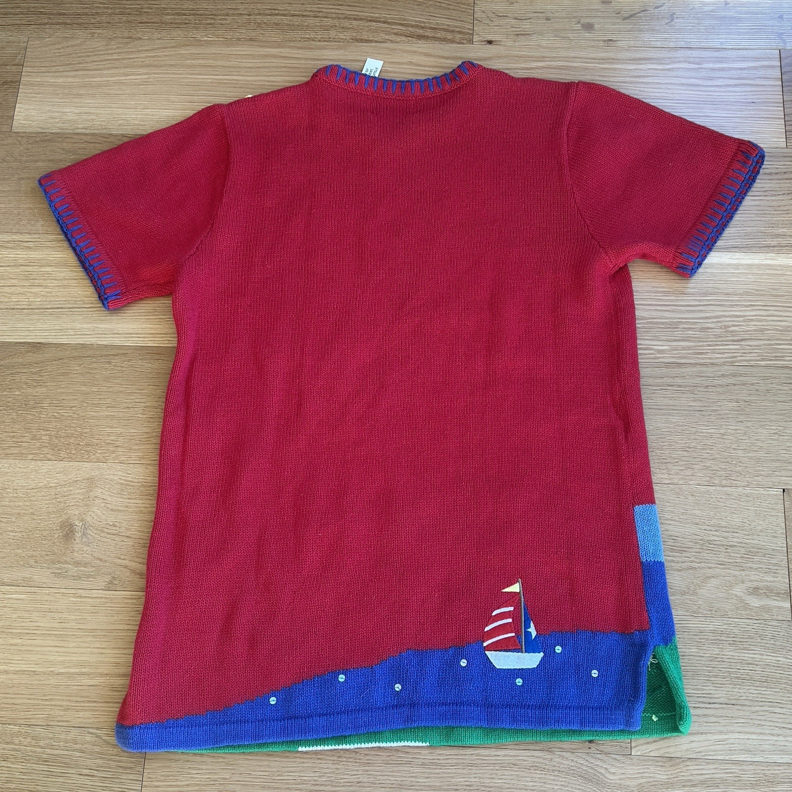NWT Vintage Quacker Factory Sweater Women Size Small Short Sleeve Embroidered