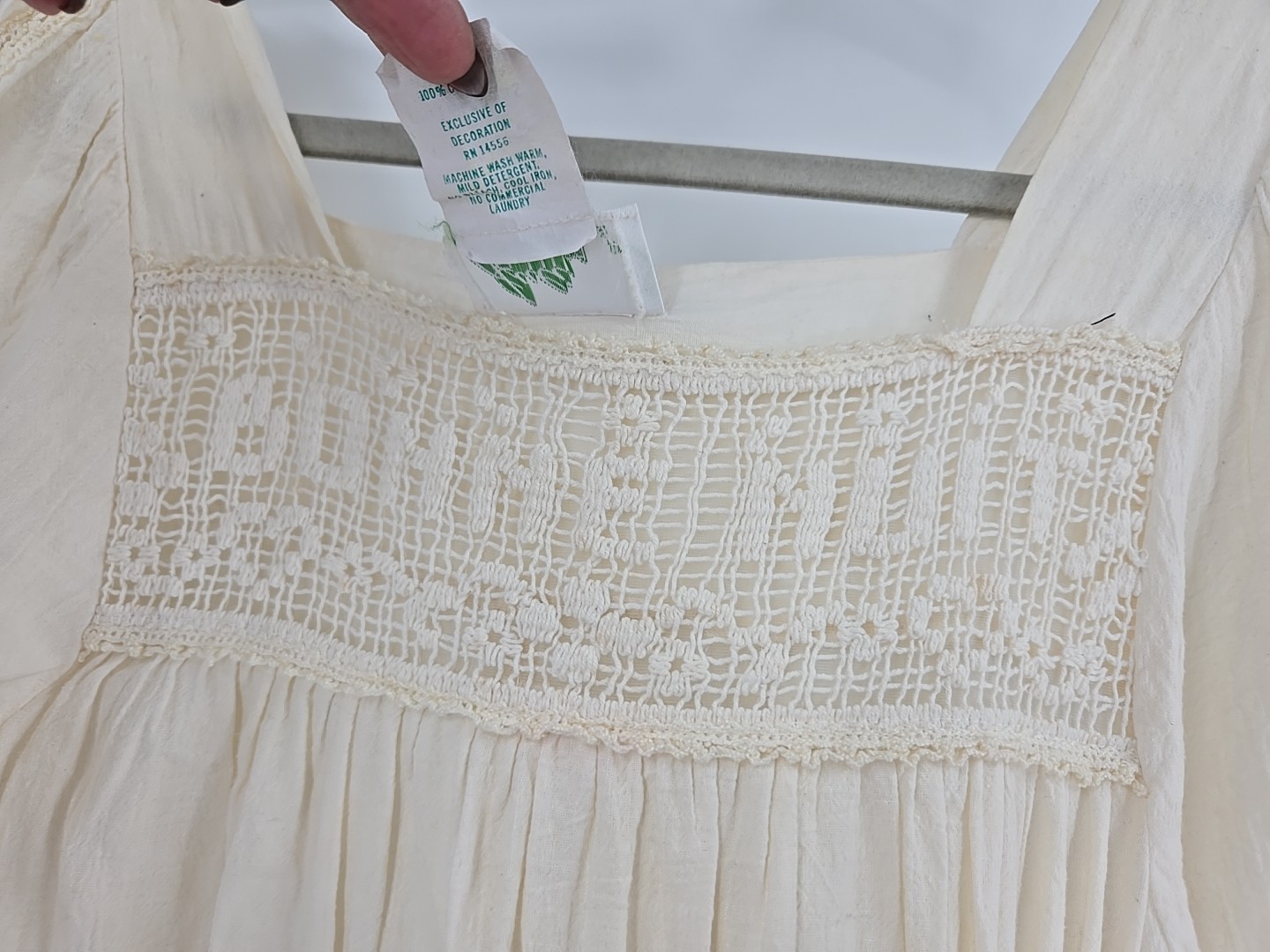 VTG Cotton Night Gown French Bonne Nuit Goodnight Crochet Juli Of Slumbertogs SM
