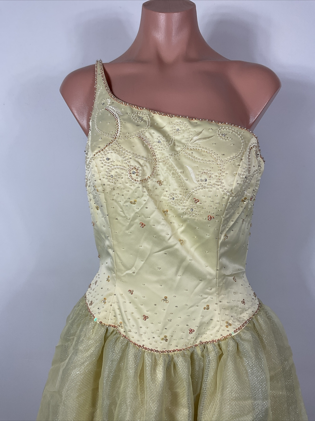 NWT Mike Benet Formals Sz 8 Yellow Dress Gown Pageant Cinderella Corset Prom NEW