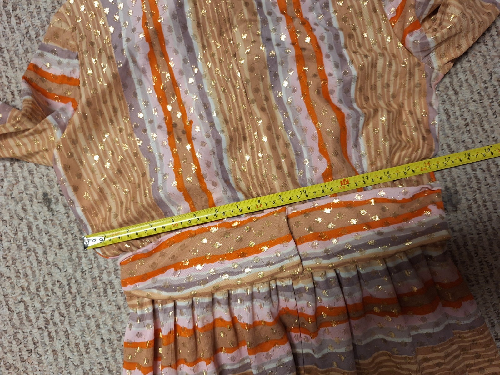 Vintage 70s 80s Manford Metallic Striped Maxi Womens Dress Art Disco Boho Chic