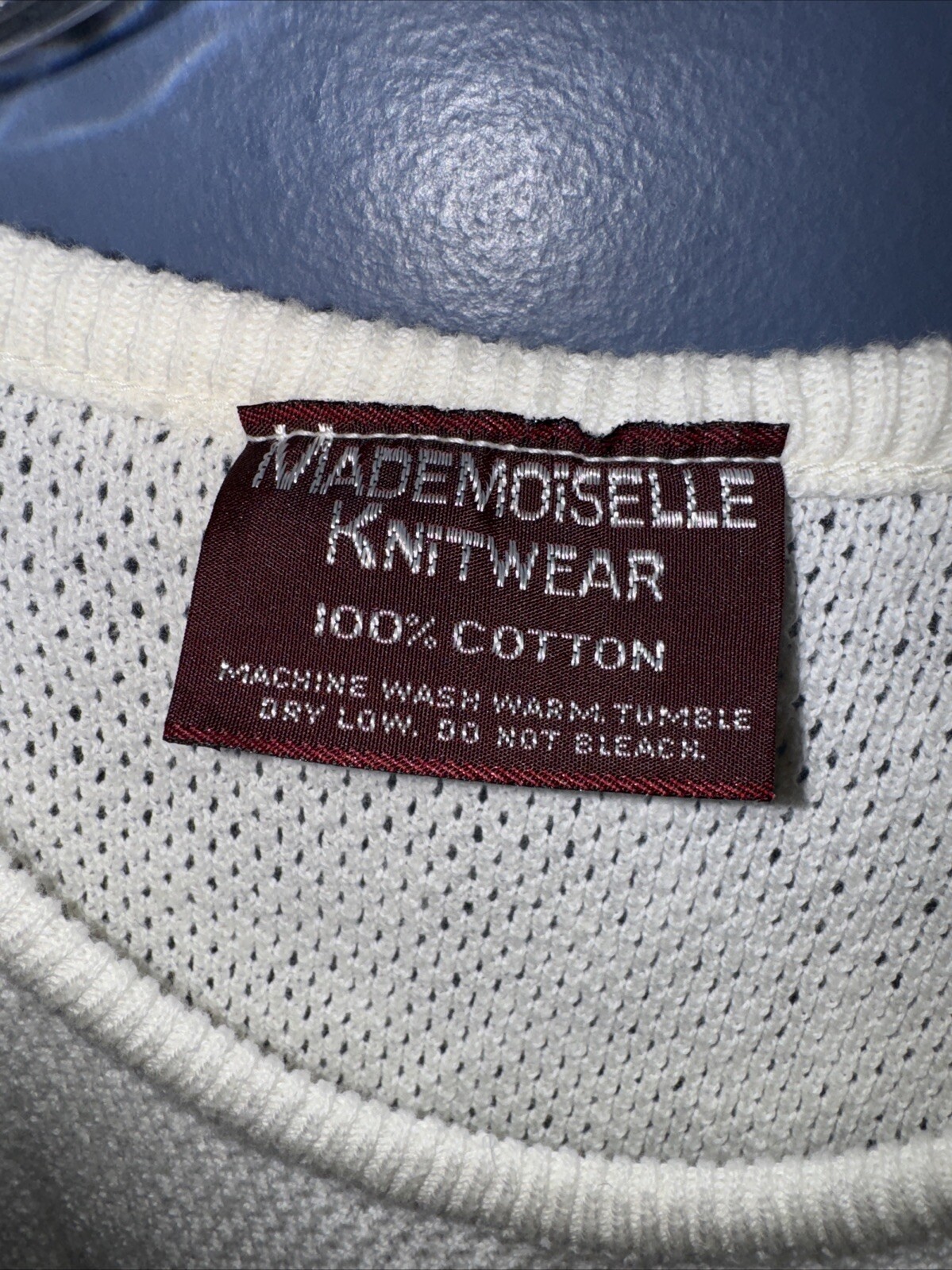 S/M White Knit Pullover Sweater, Croppy Banded Waist, 1960 Mademoiselle Cotton