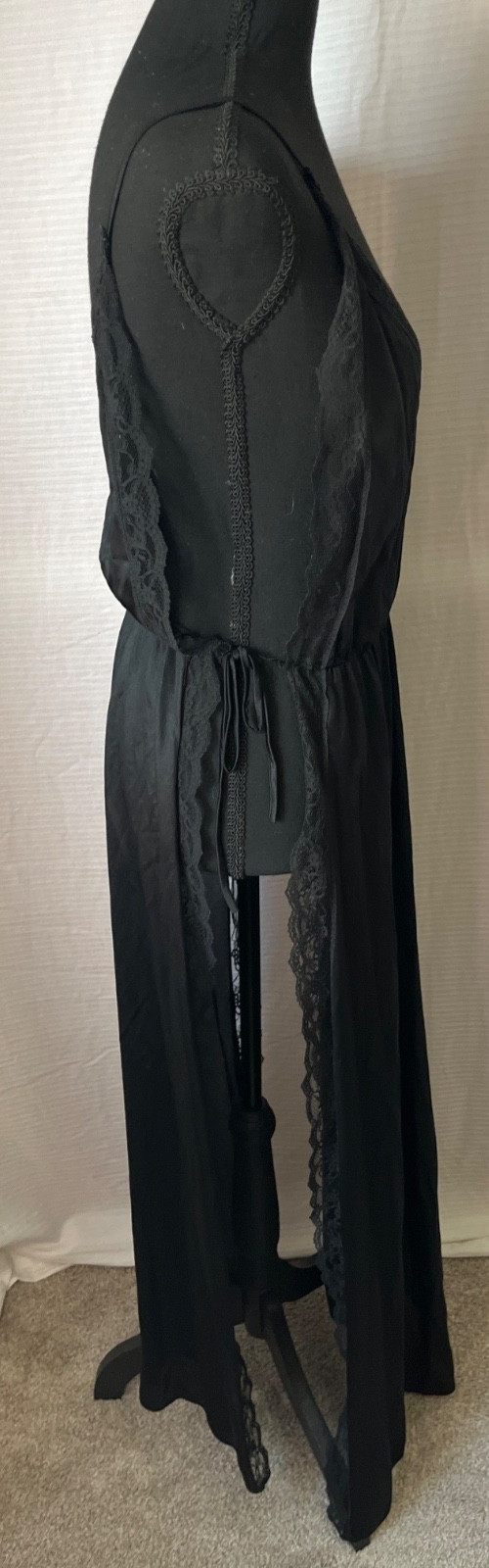 vintage slip dress lace deep v neck tie waist large