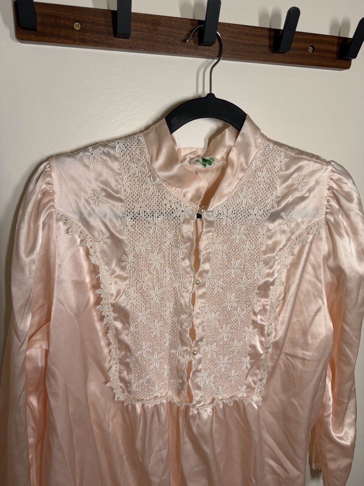 Vintage Juli of Slumbertogs Pink Satin Lace Nightgown Size Large Cottage Core