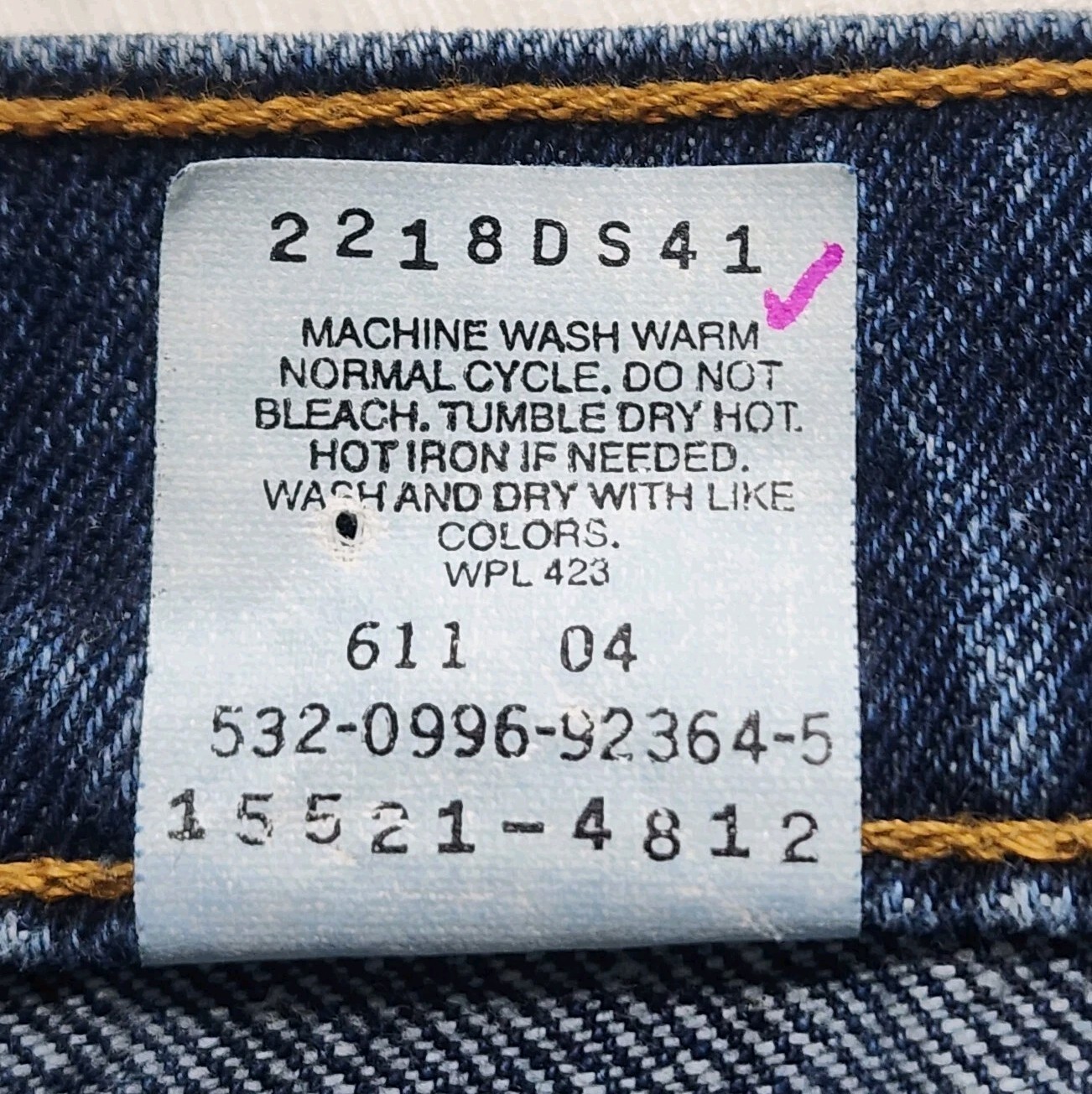 Levis 521 Jeans Sz 12 Long High Rise Made USA Tapered Fit Blue Denim VTG