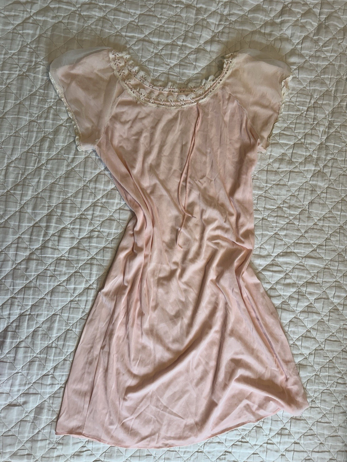Vintage Louis Jean Model Lingerie Nightgown Coquette Lace Soft Girl Cottage Core