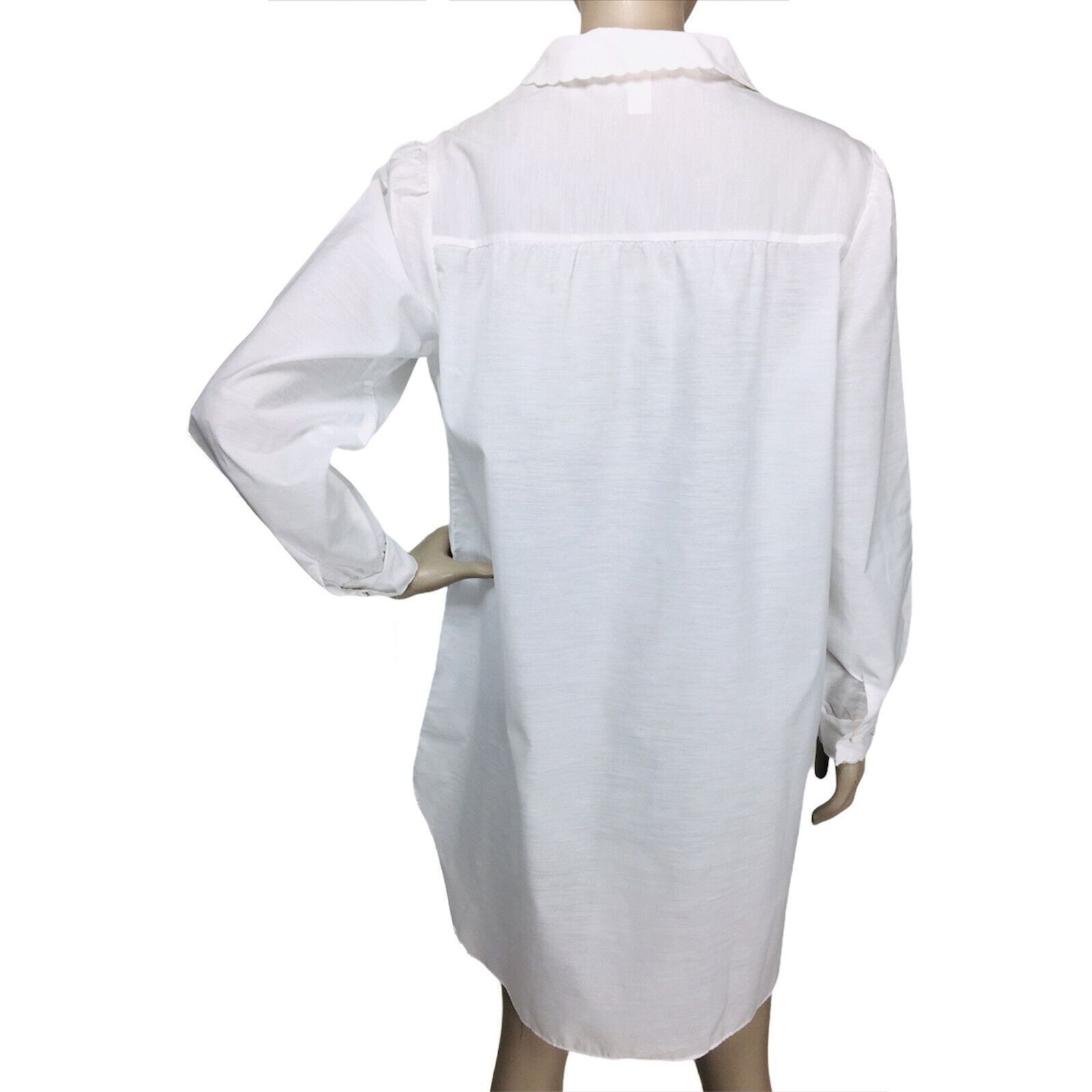 VTG Jodie Arden Hand Embroidered Butterflies Puff Sleeve Sleep Shirt Nightgown