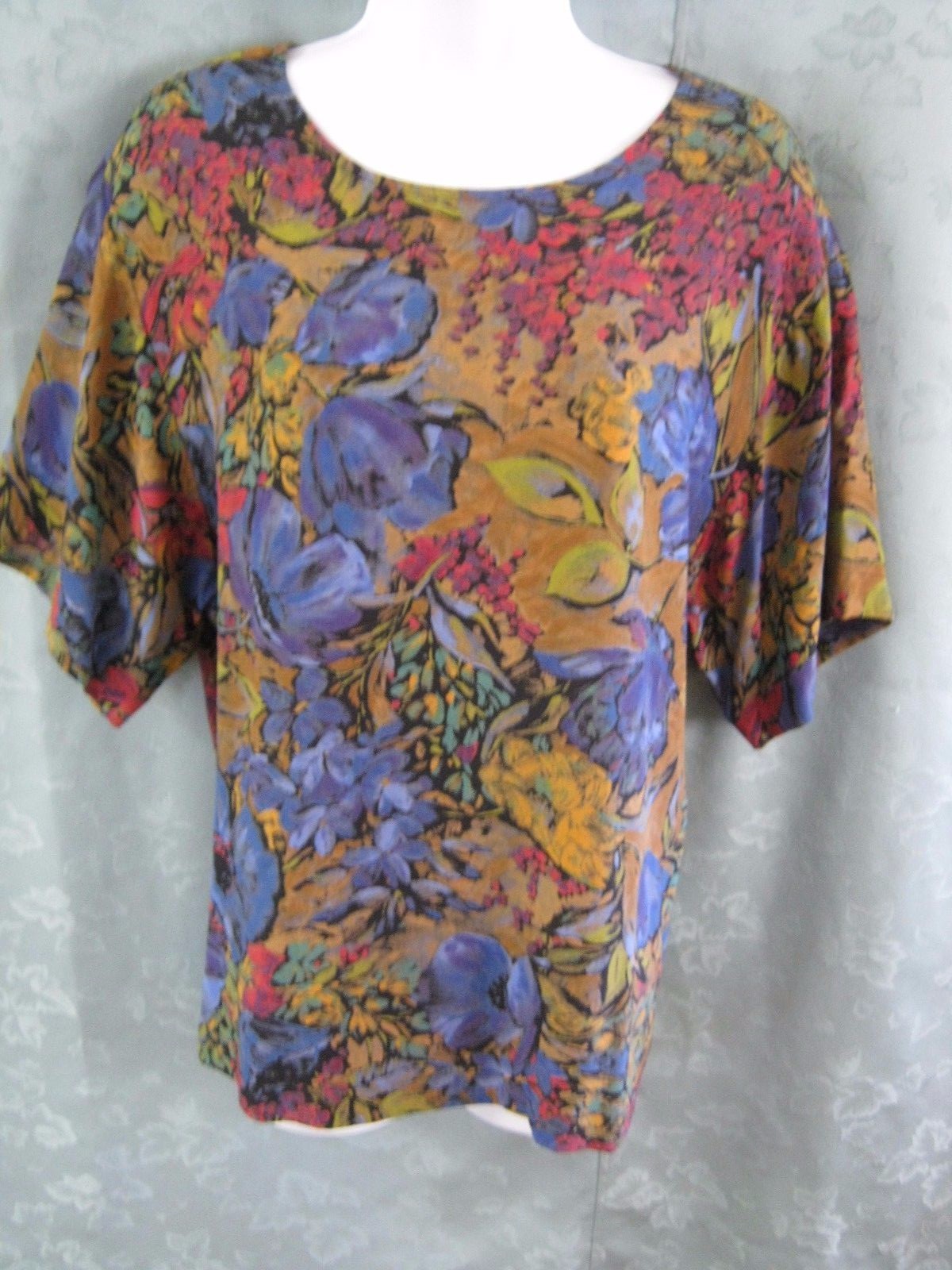 Vintage 90’s Karen Kane Blouse Size 8 Floral Print Collarless Top