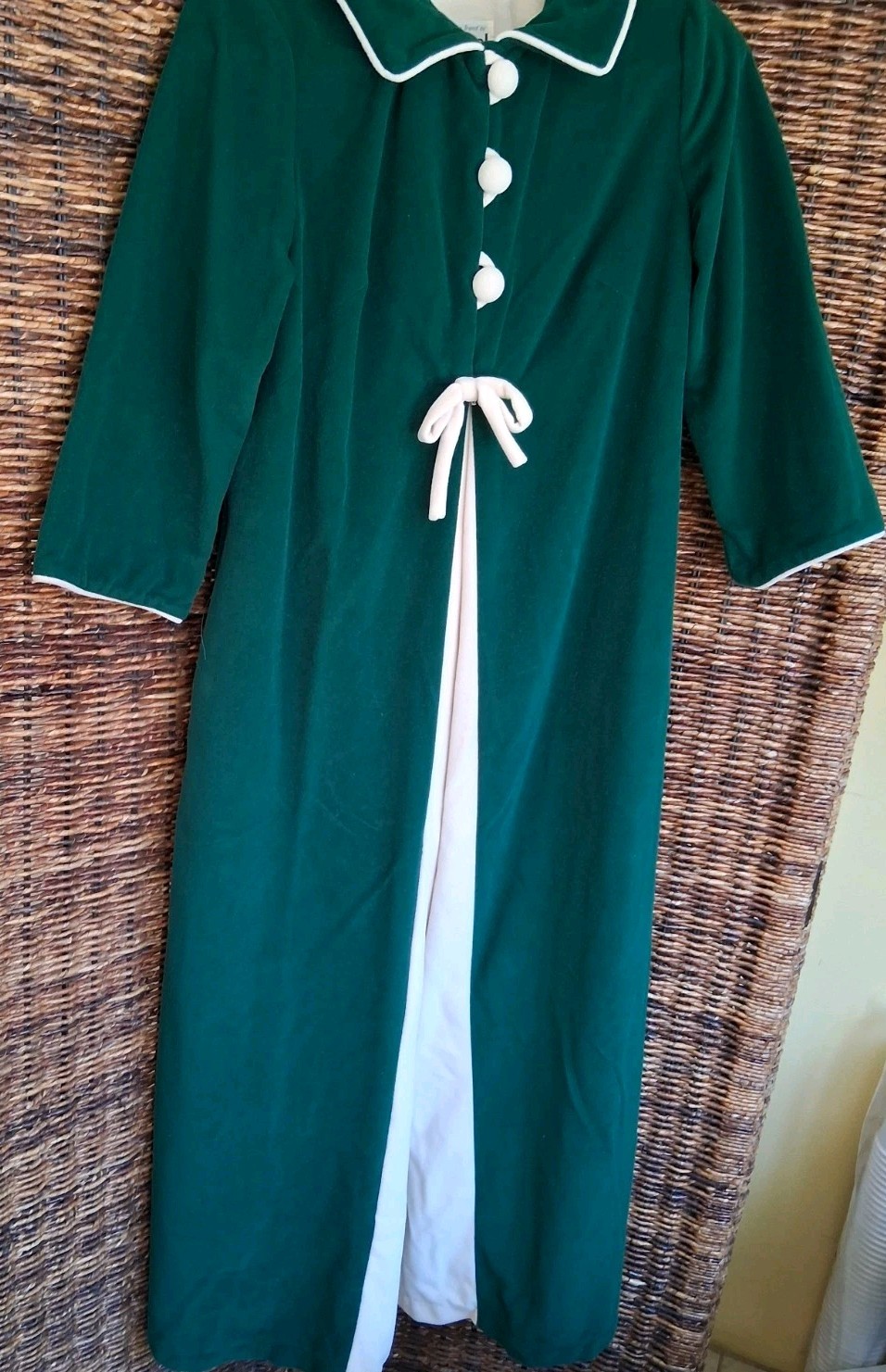 Vintage I- APPEL Long Velour Robe Womens Velvety BIG BUTTONS, Big Pleat,