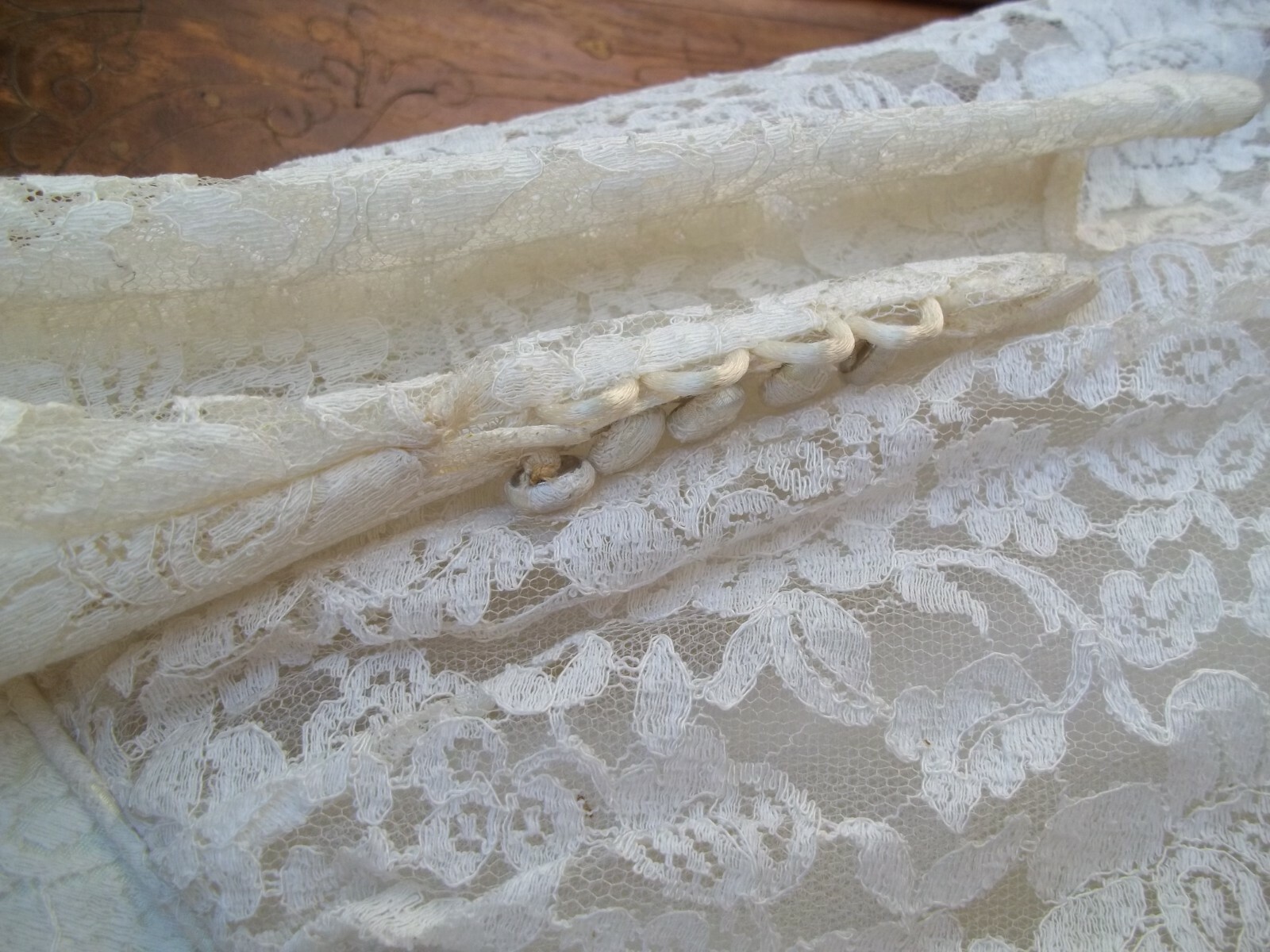 Vintage 50’s Tulle and Lace Ivory cupcake silhouette Wedding Gown Sz Small 36-37