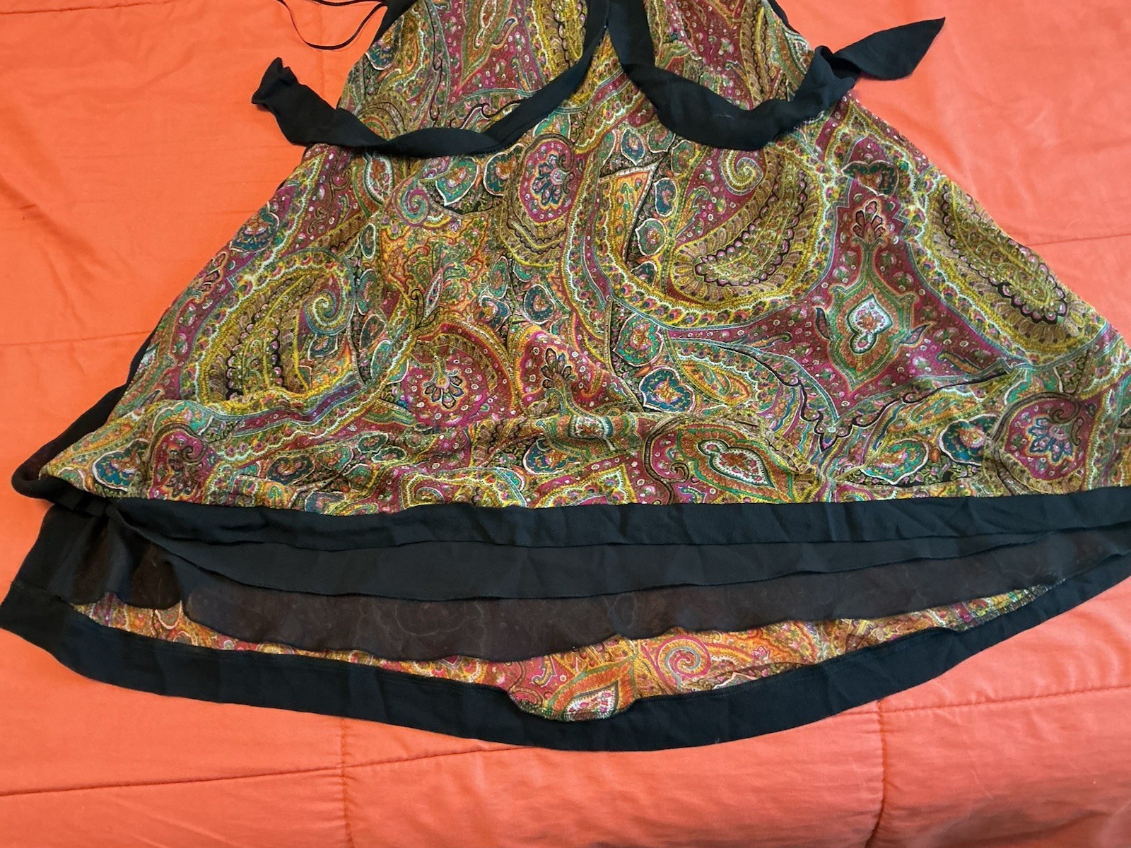 VTG Y2K GUESS Halter Neck Paisley Sundress Boho Tie Back