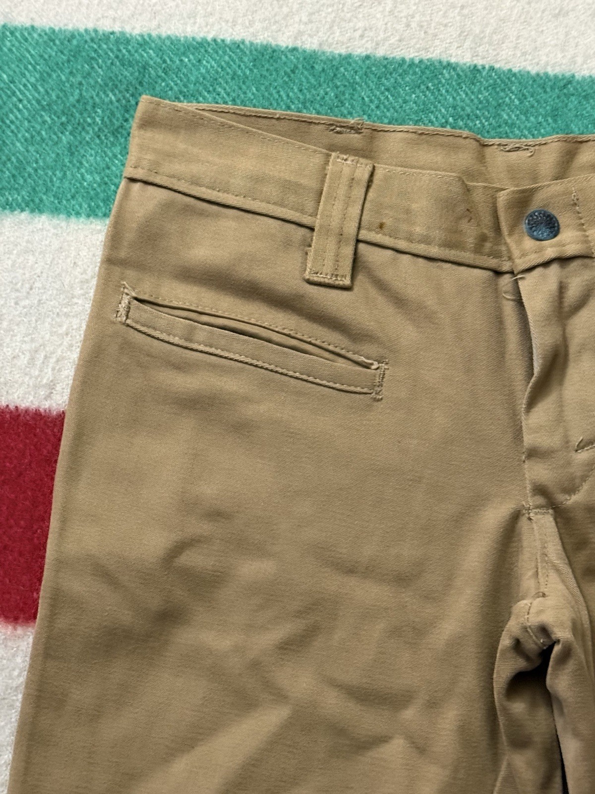 Vintage 1970s 70s UFO Beige Khaki Flare Bell Bottom Pants Jeans 26/27×32” Hippie