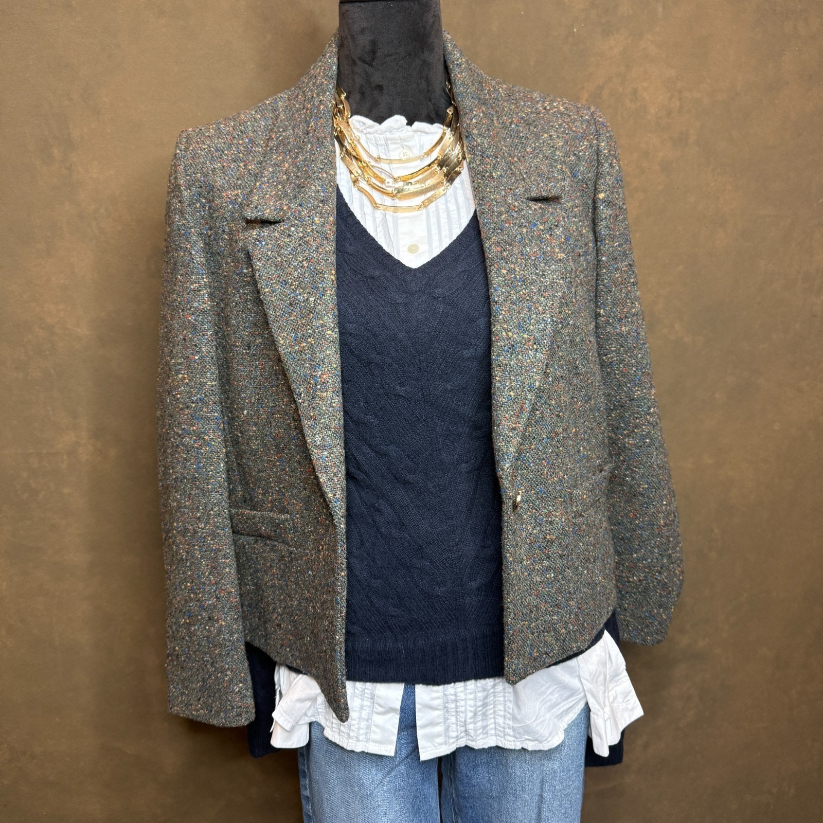 Dalton Tweed Wool Blazer Women’s Size 10 USA Made Speckled Vintage Classic