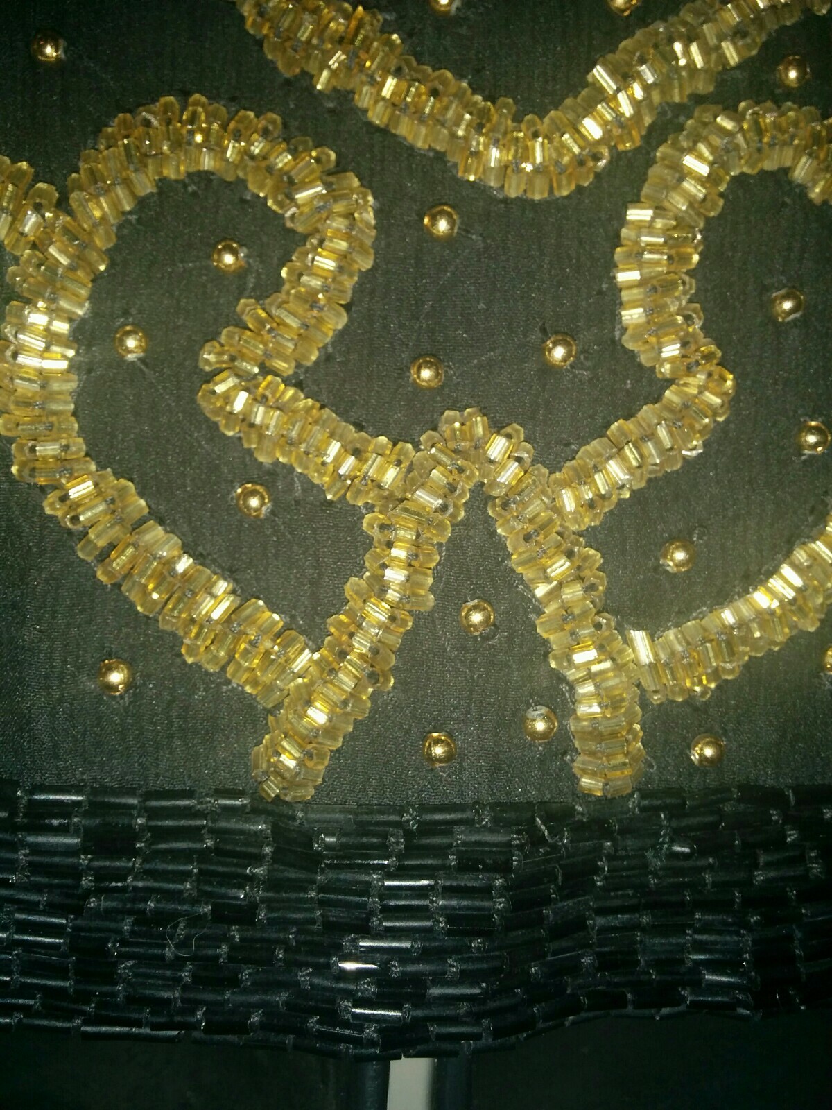 Vtg 80’s Nite Waves By Samir Suri Heavily Beaded & Sequin Gold Black Silk Jacket