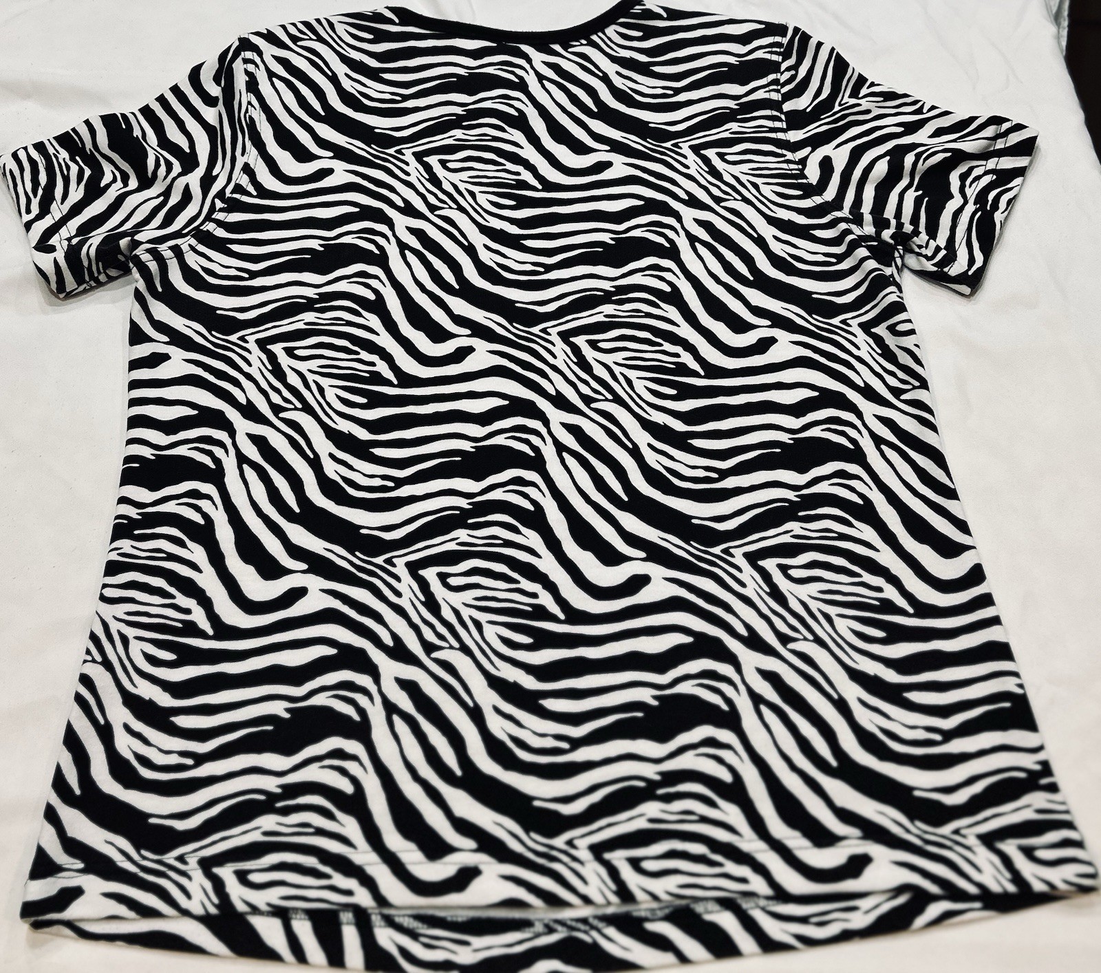 Koret K-Wear Zebra Print Tee S Black White Animal Pattern Studded Accents Top
