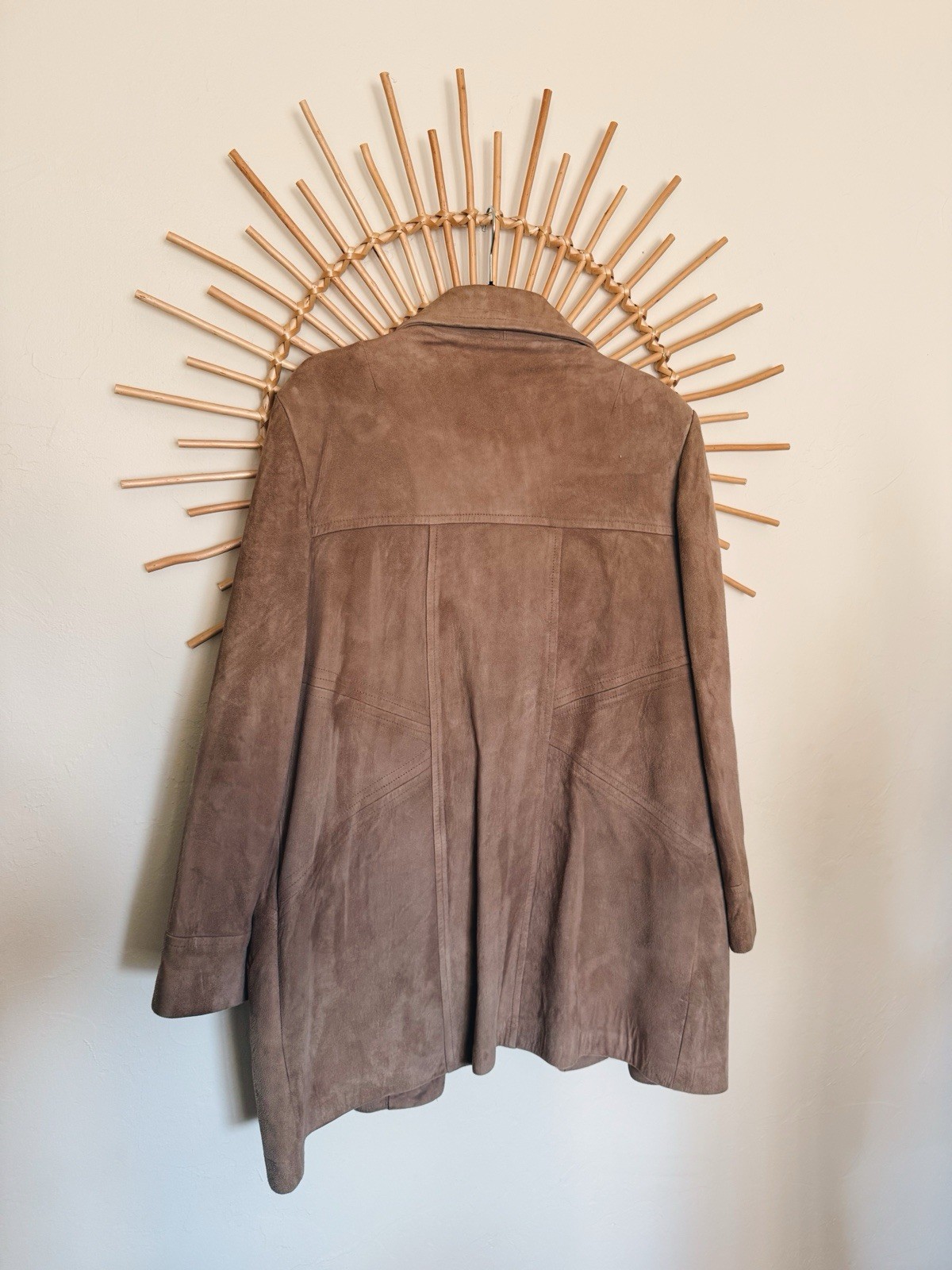 Vintage Leathers By New England Sports Wear Co. Suede Jacket In Camel Brown