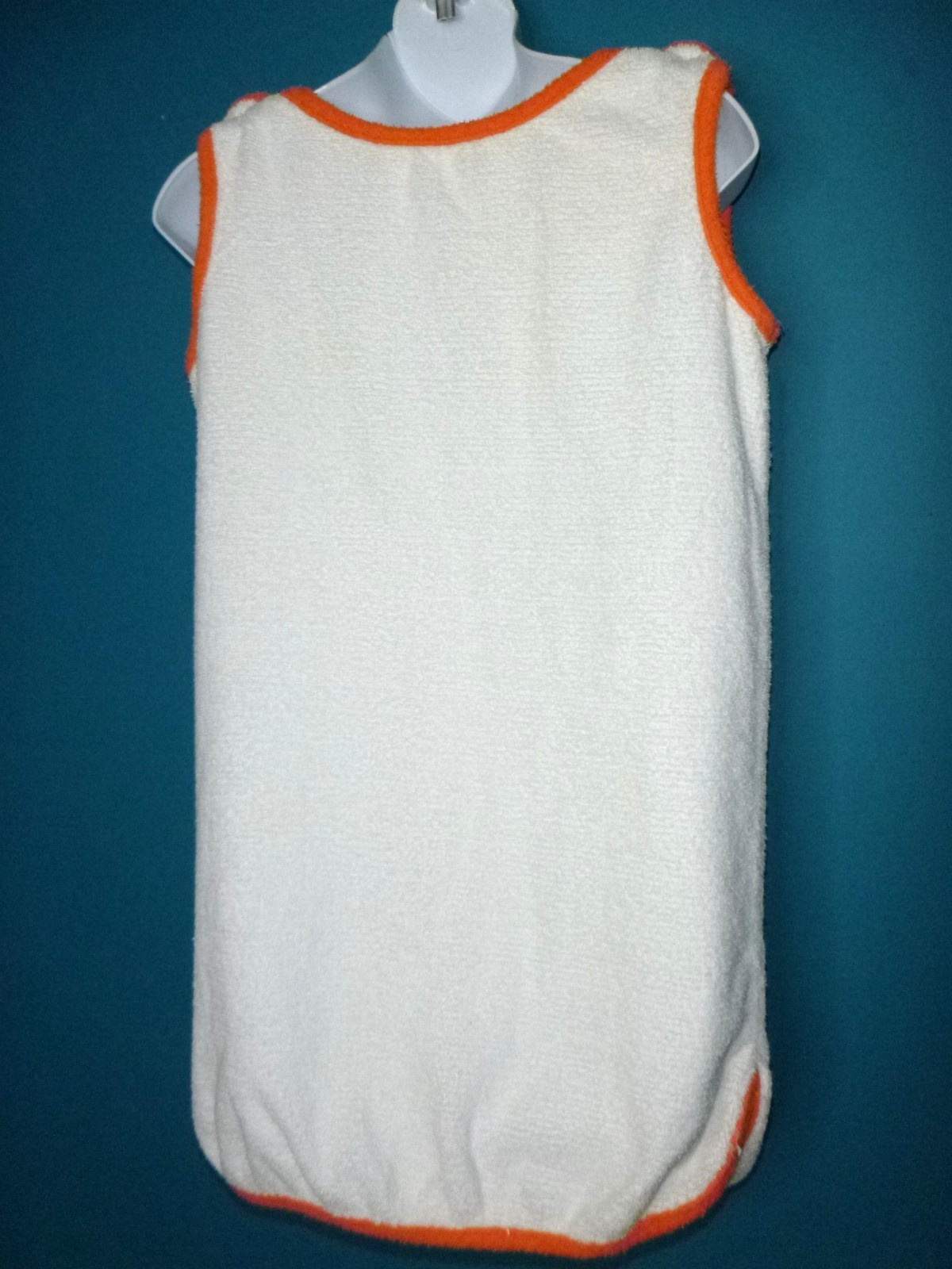 Vtg 60s Sherry of Miami Cotton Terry Sundress Beach Cover MOD Orange Tree Sz S