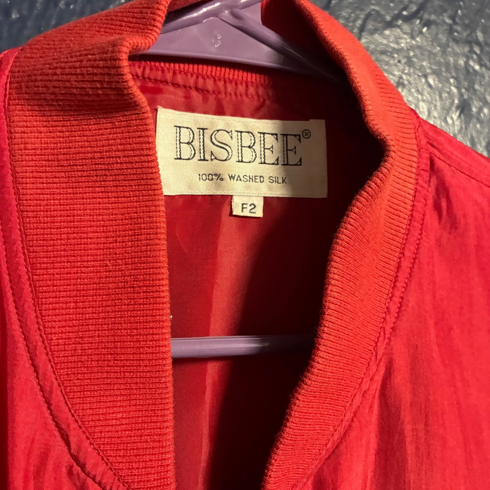 Vintage Y2K YKK Bisbee Women’s Large/XL Silk Bomber Red Zip Up Jacket