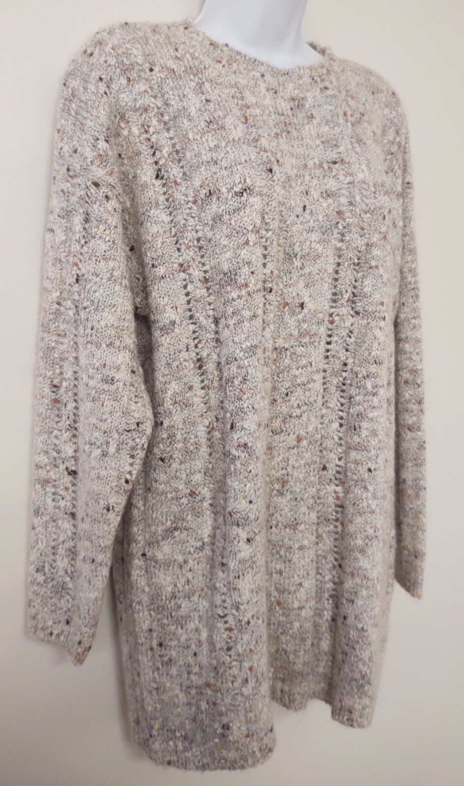 Forenza Beige Chunky Cable Knit Sweater VTG 80s 90s Small Acrylic Cotton Wool