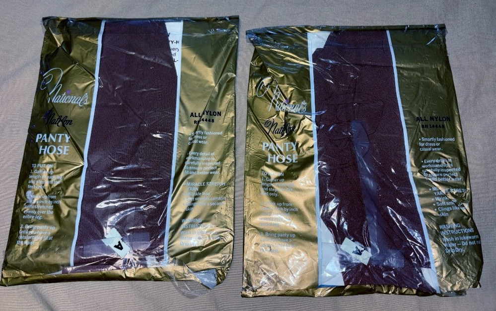 2 VTG Nationals A Stockings Panty hose Nylons Miracle Stretch 14448