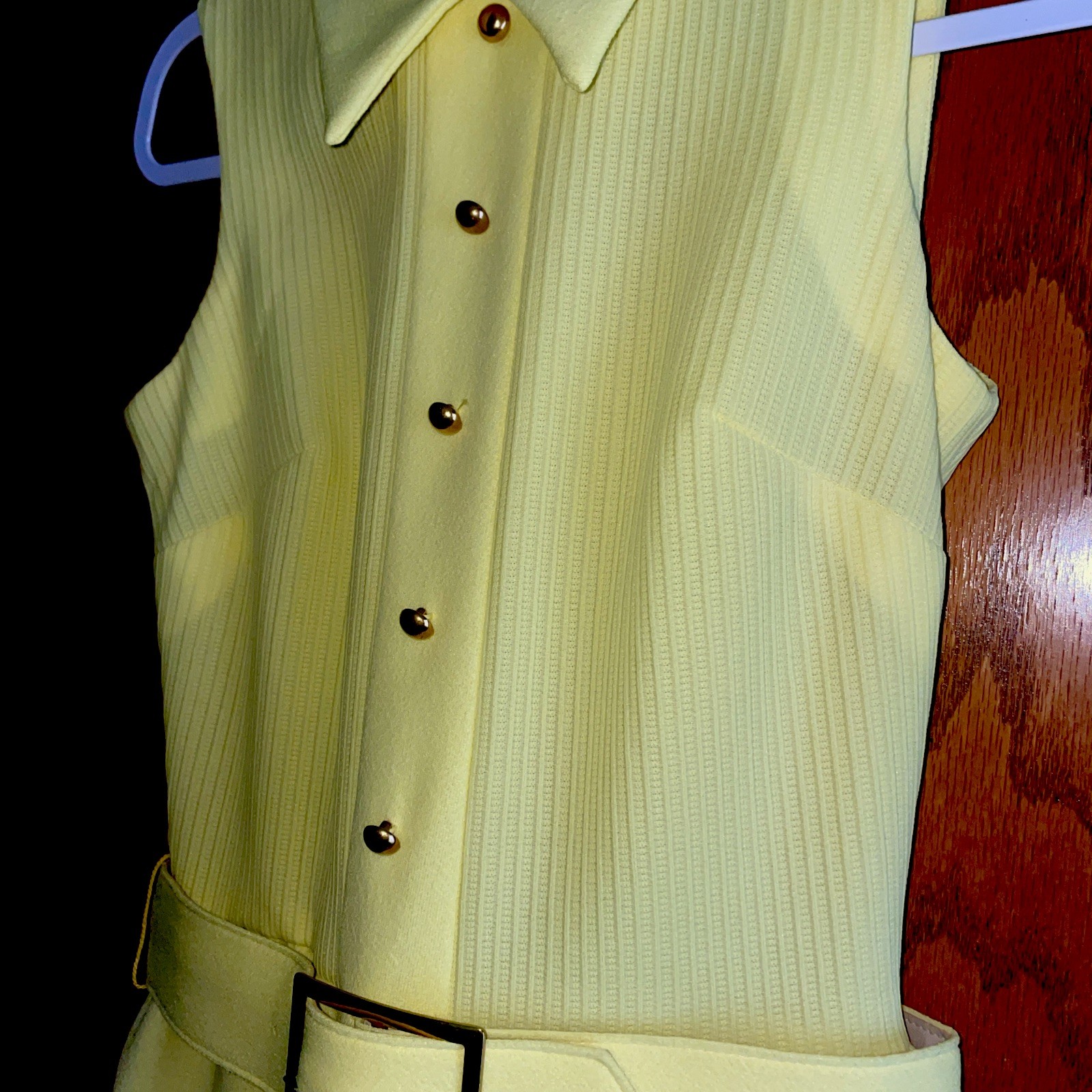 Vintage Jerrie Laurie Yellow Belted Maxie Dress Women’s Size 8 Sleeveless, USA