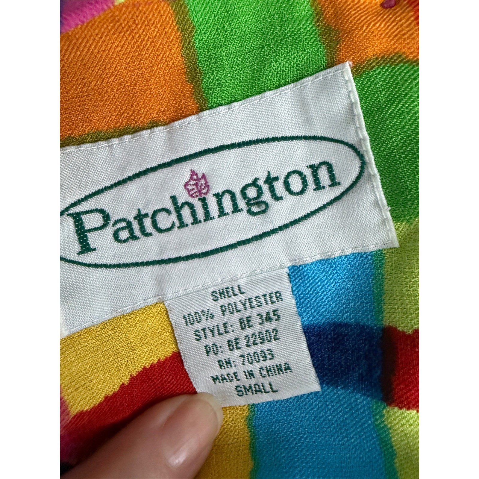 Vintage Patchington Rainbow Plaid Short Sleeve Blouse Womens Multicolor Top