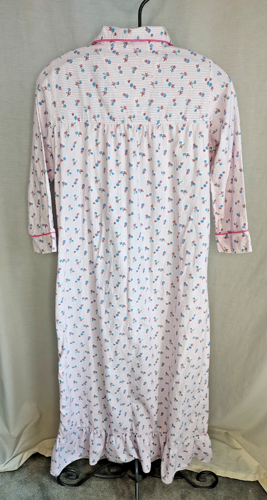 Vintage Jodie Arden Flannel Nightgown Sz Med Floral Pink Blue Granny Cottagecore