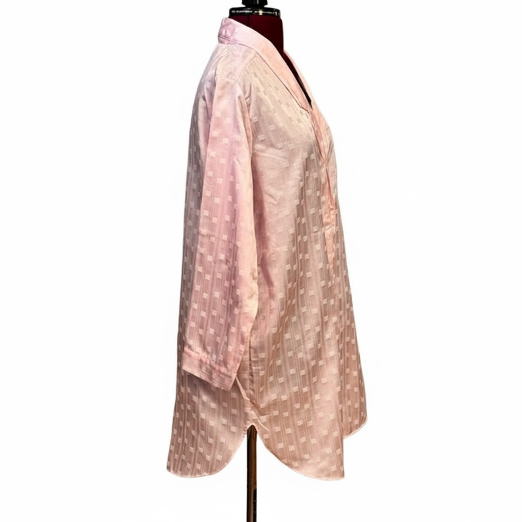 Vandemere NWT Vintage Pink Satin Nylon Button down long sleeve Nightgown, L