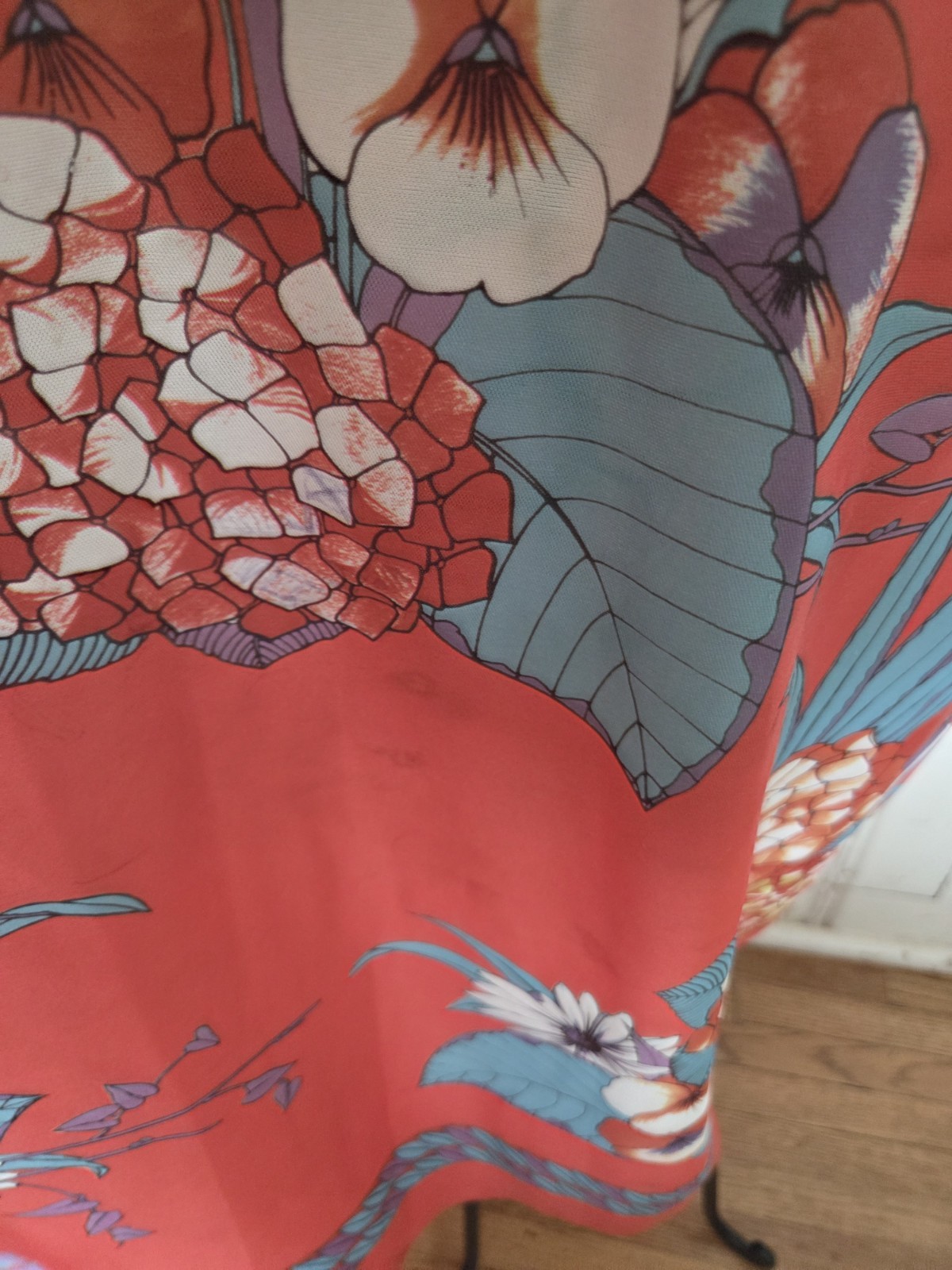 Vintage Plaza 9 Large Orange Floral House Dress Nightgown 1960s Retro Hawaiian