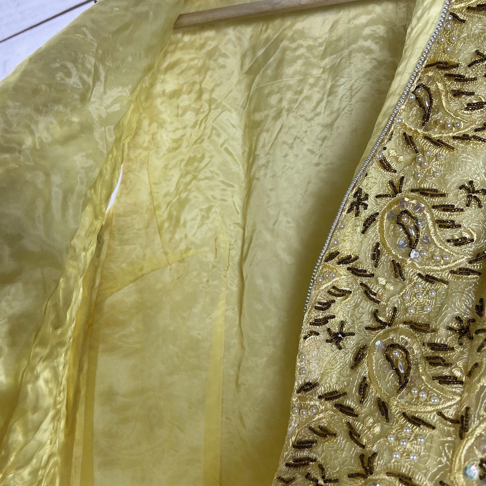 Vintage 50s 60s Charles & Co. Gold Beaded Dress and Jacket Both Size 36