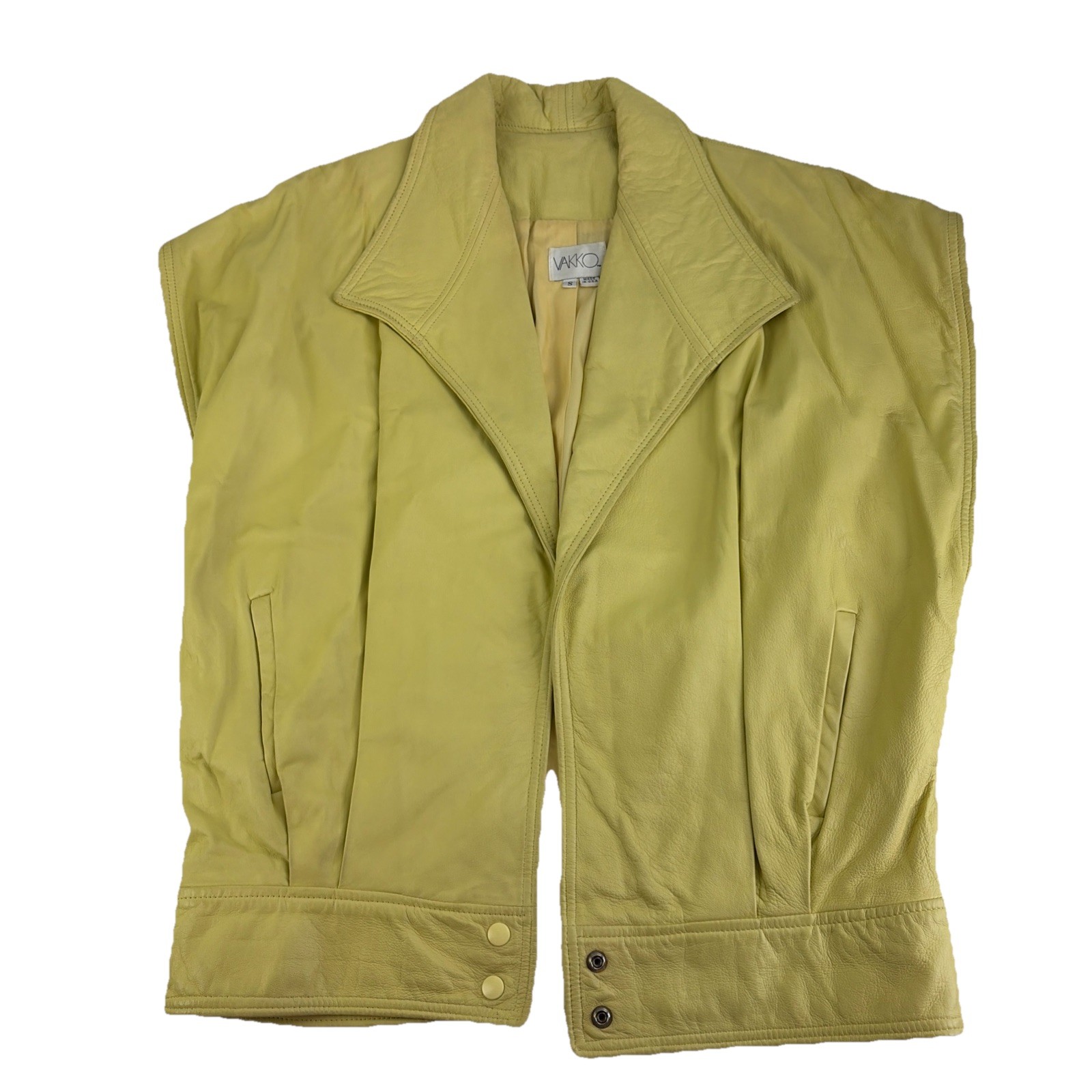 Vintage VAKKO Womens S Turkish Leather Retro Jacket Vest – Snap Button Bottom