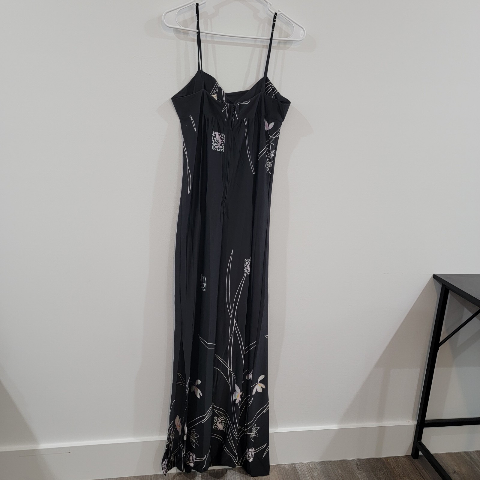 Vintage Penneys Hawaii Womens Maxi Dress Size 11 Black Floral Tropical Vacation
