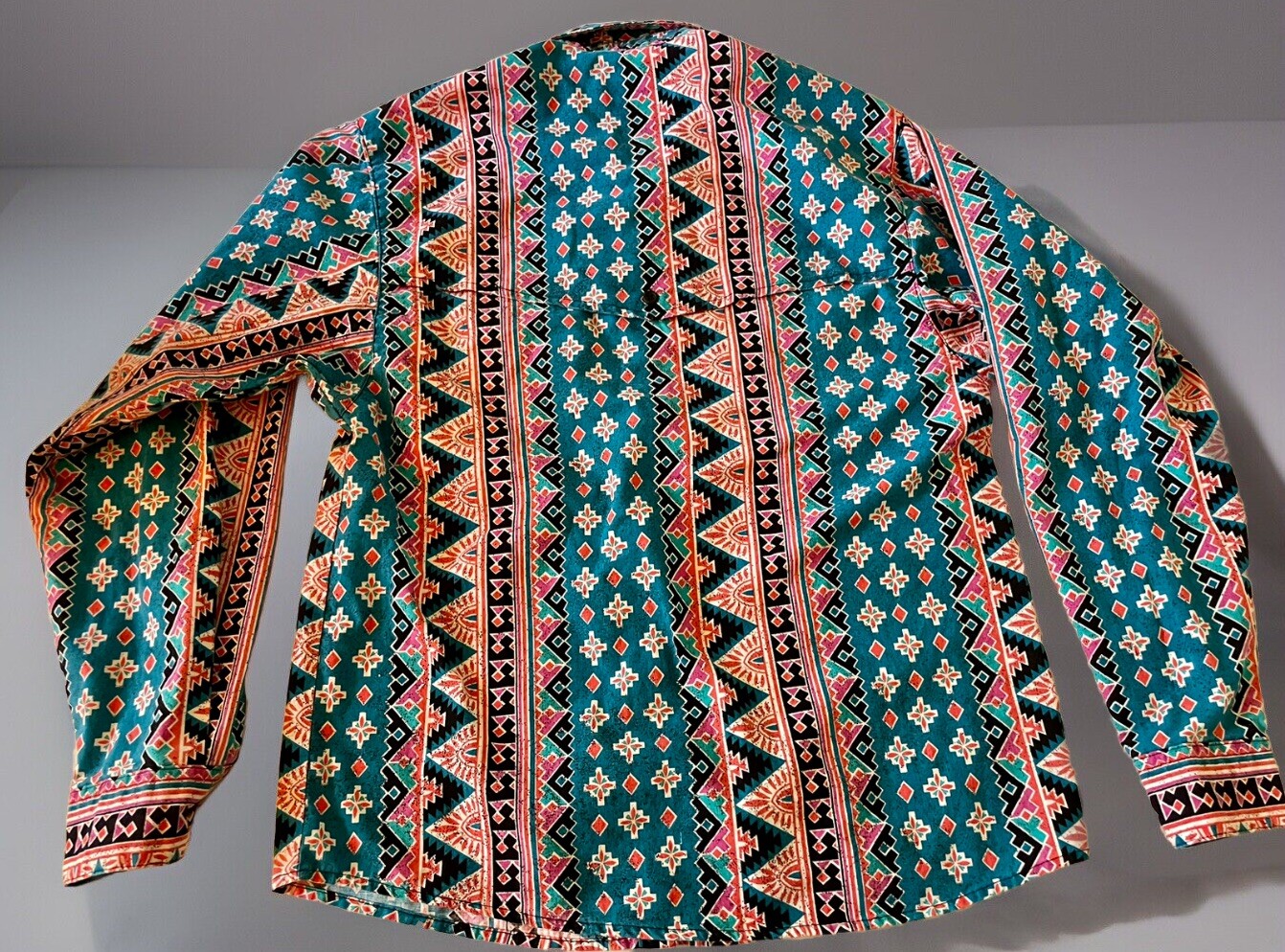 Western Shirt FRONTIER SERIES Womens M Southwestern Coral Turquoise Vintage