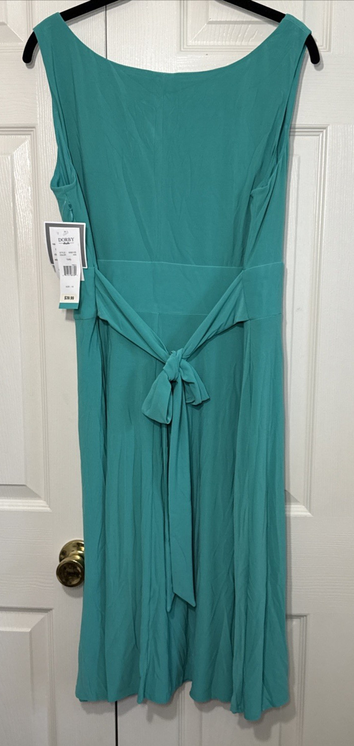 NEW Vintage 90s Miss Dorby Swing Dress Pleated Beaded Full Skirt Chiffon Sz 16