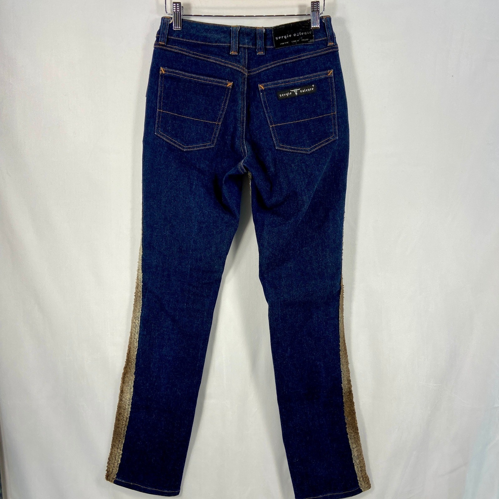 VTG 80s 90s Sergio Valente Leopard Print Fur Jeans Dual Tone 5 Pocket Womens 26