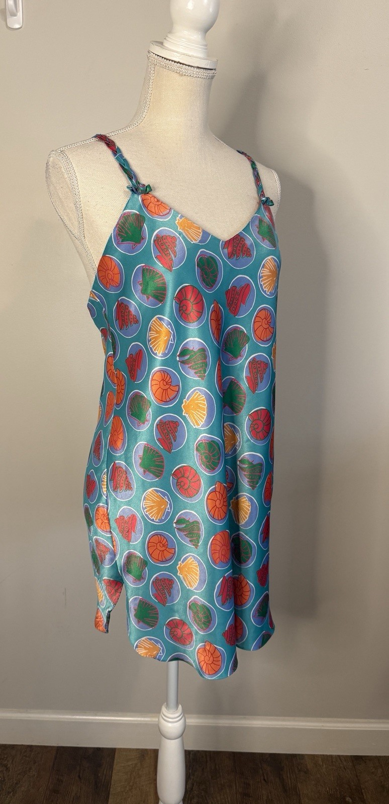 Vintage Fantasies By Morgan Taylor Satin Seashells Slip Dress Sz M