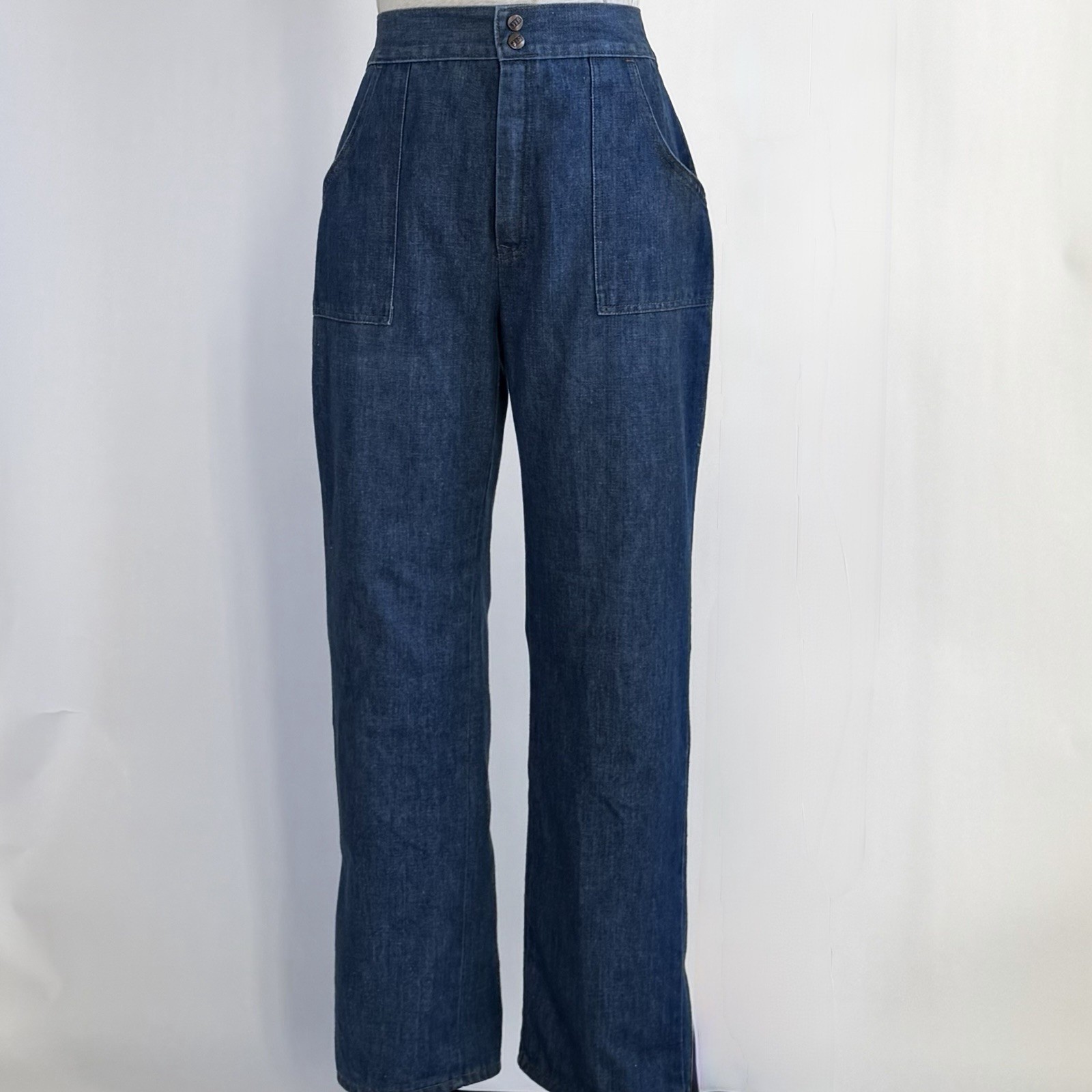 Vintage 70s Sears Jeans That Fit High Waist Wide Leg Elastic Back M