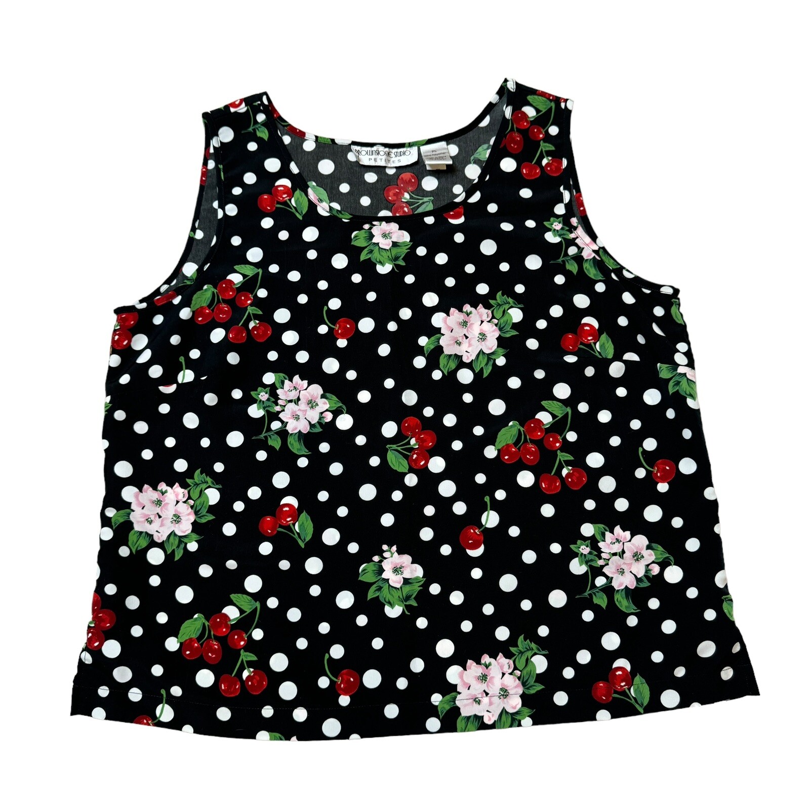 Vintage Brownstone Studio Petite L Women’s Camisole Cherries/Blossoms/Polka Dots