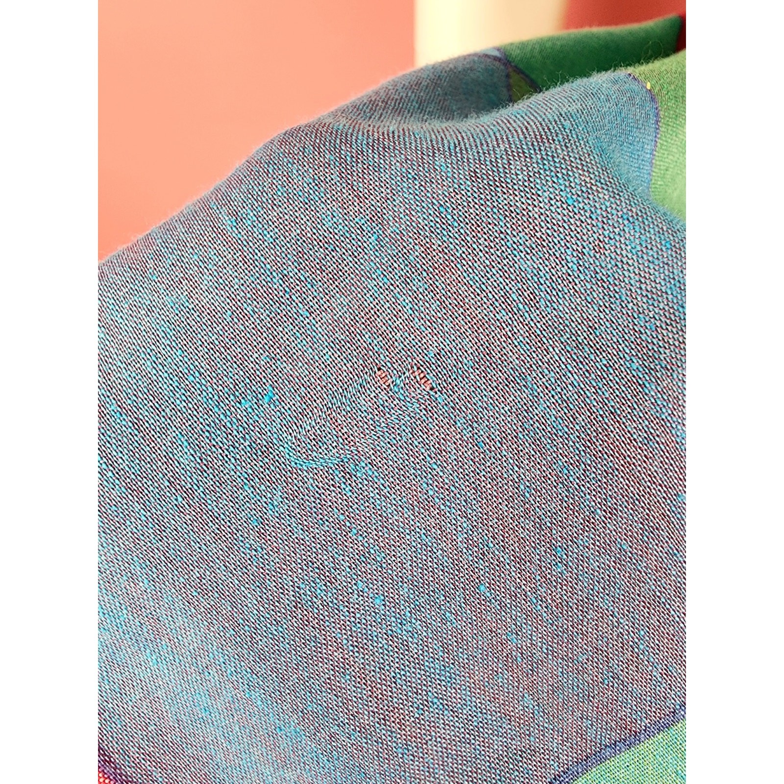 Vintage 1970’s Madras Harlequin Diamond Check Plaid Magenta Blue Shirt Dress