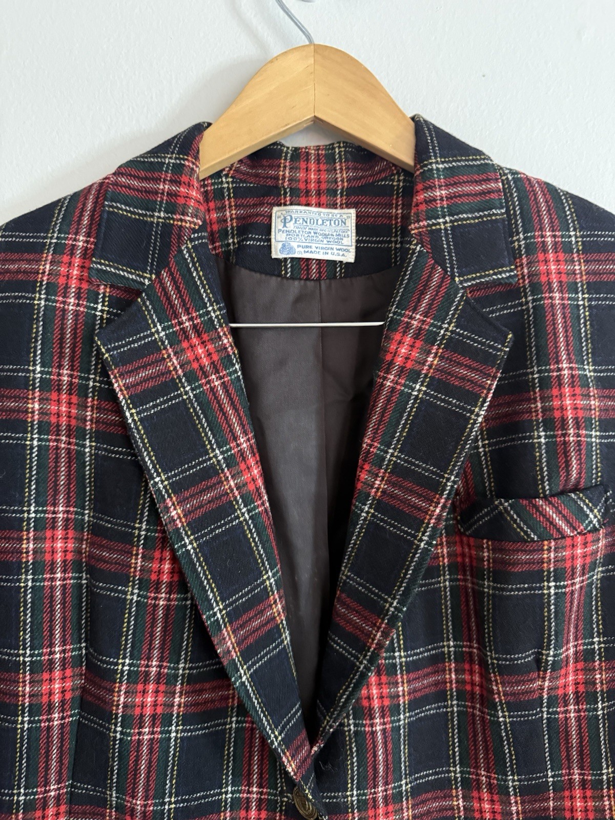 Pendleton Vintage Women’s Large Blazer Plaid 80s Red Green Classic Wool Jacket