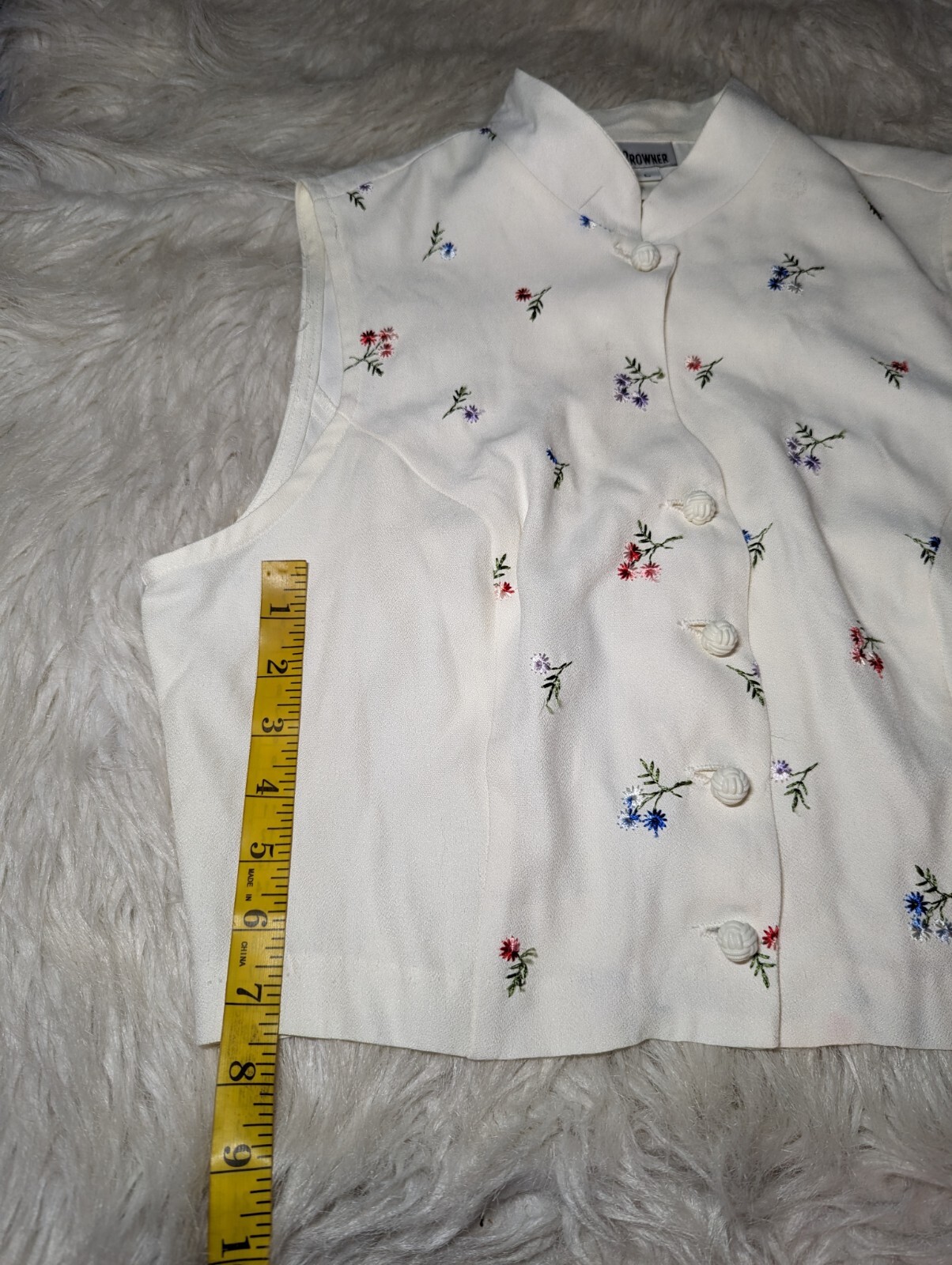FRANCINE BROWNER Embroidered Red Pink Blue Purple FLORAL Vest Top Women’s LARGE