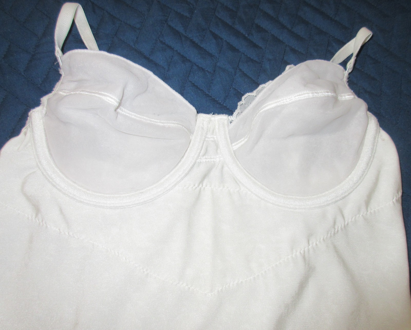 ILUSION IVORY UW balconette lined BRA TOP full slip firm slimmer LACY sz 36 D