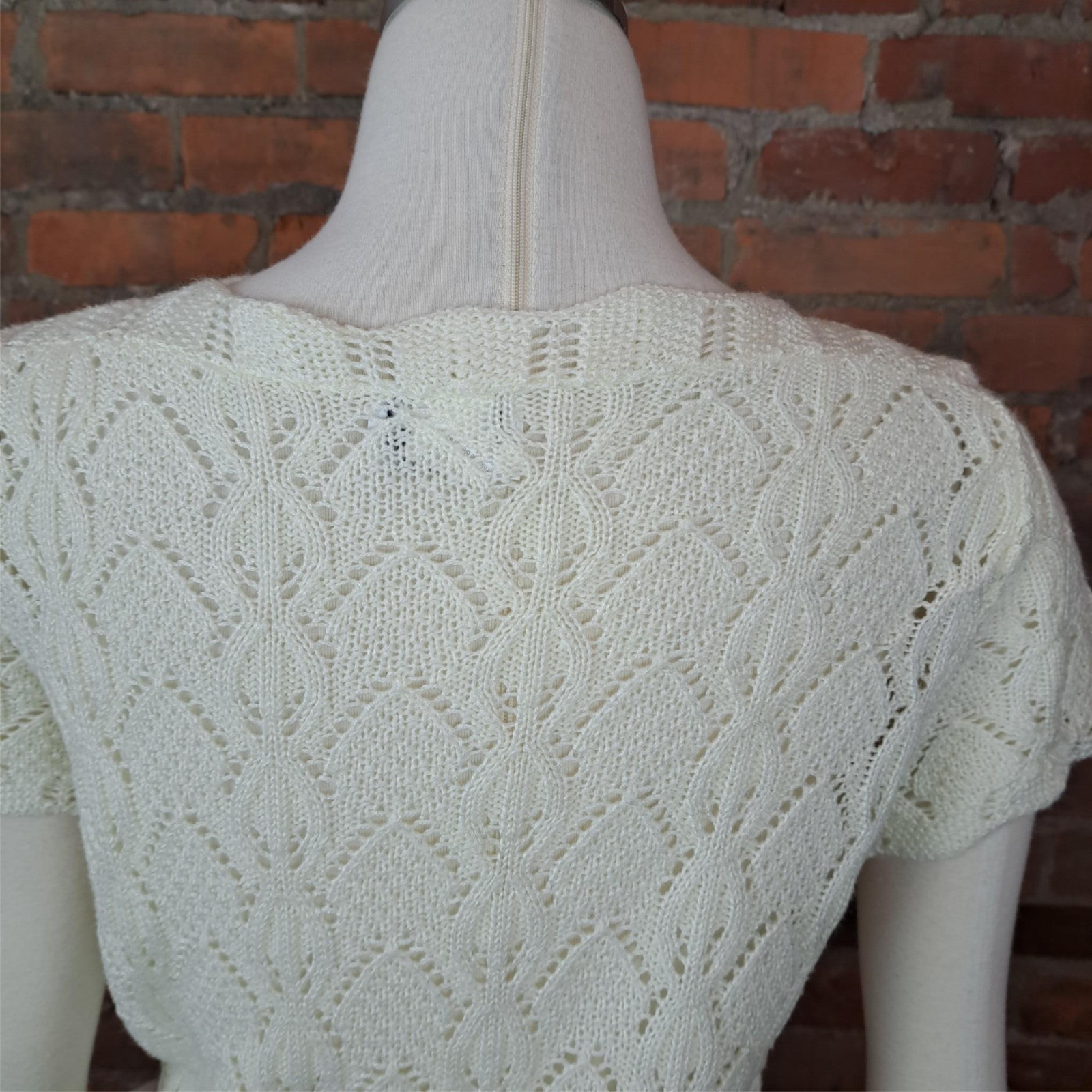 VTG Kenneth Too 1970s Sweater White Short Sleeves Boatneck Size M